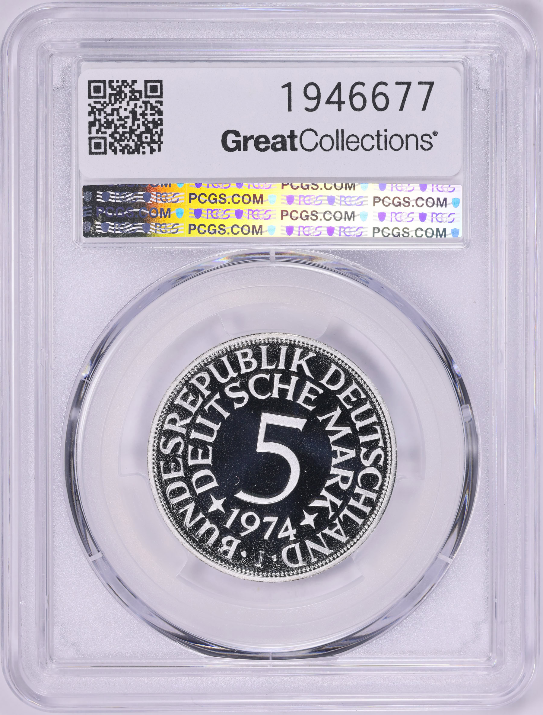 Germany - Federal Republic 1974-J Silver 5 Marks KM-112.1 PCGS