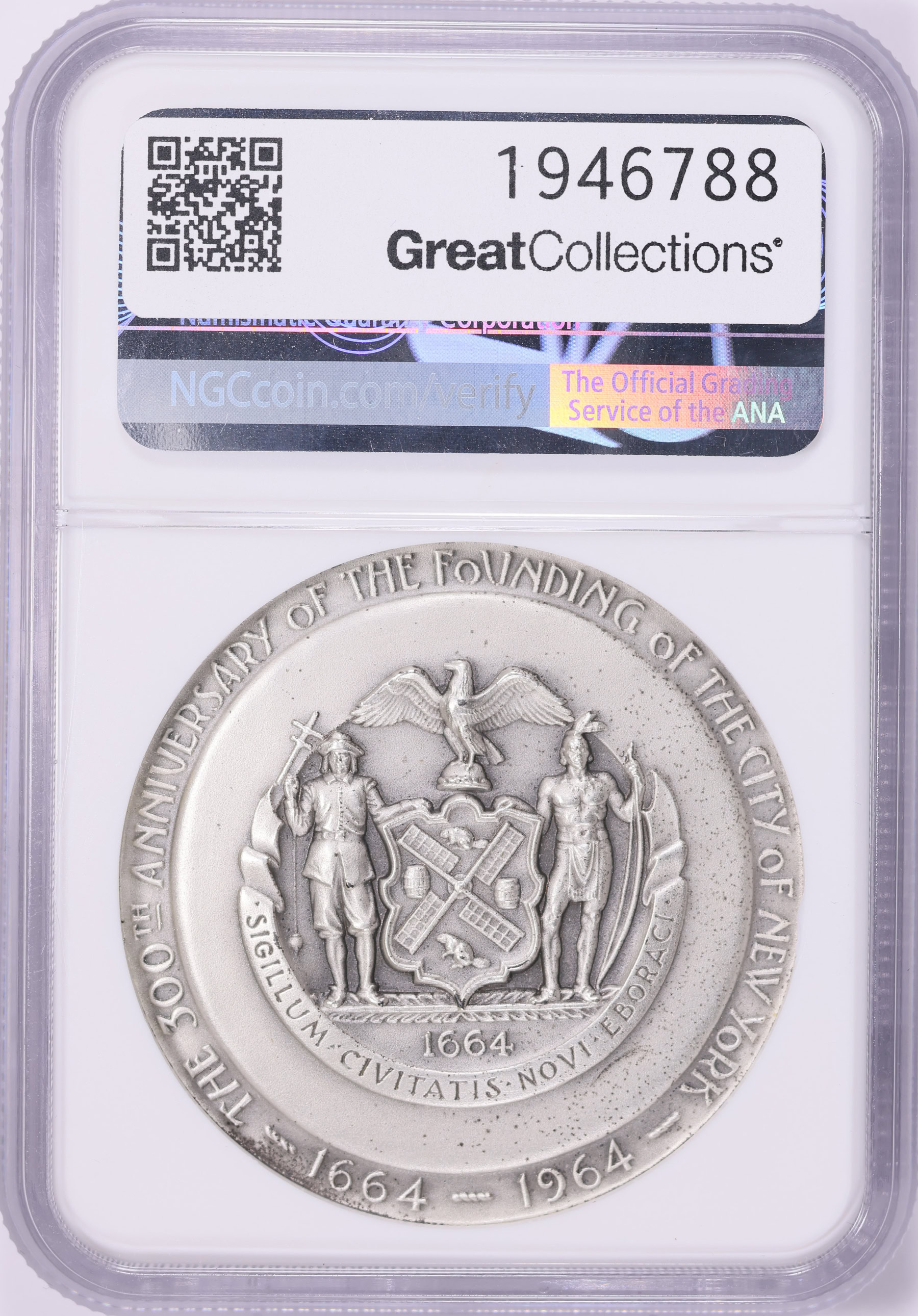 1964-65 Silver 44.5mm City of New York 300th Anniversary New York