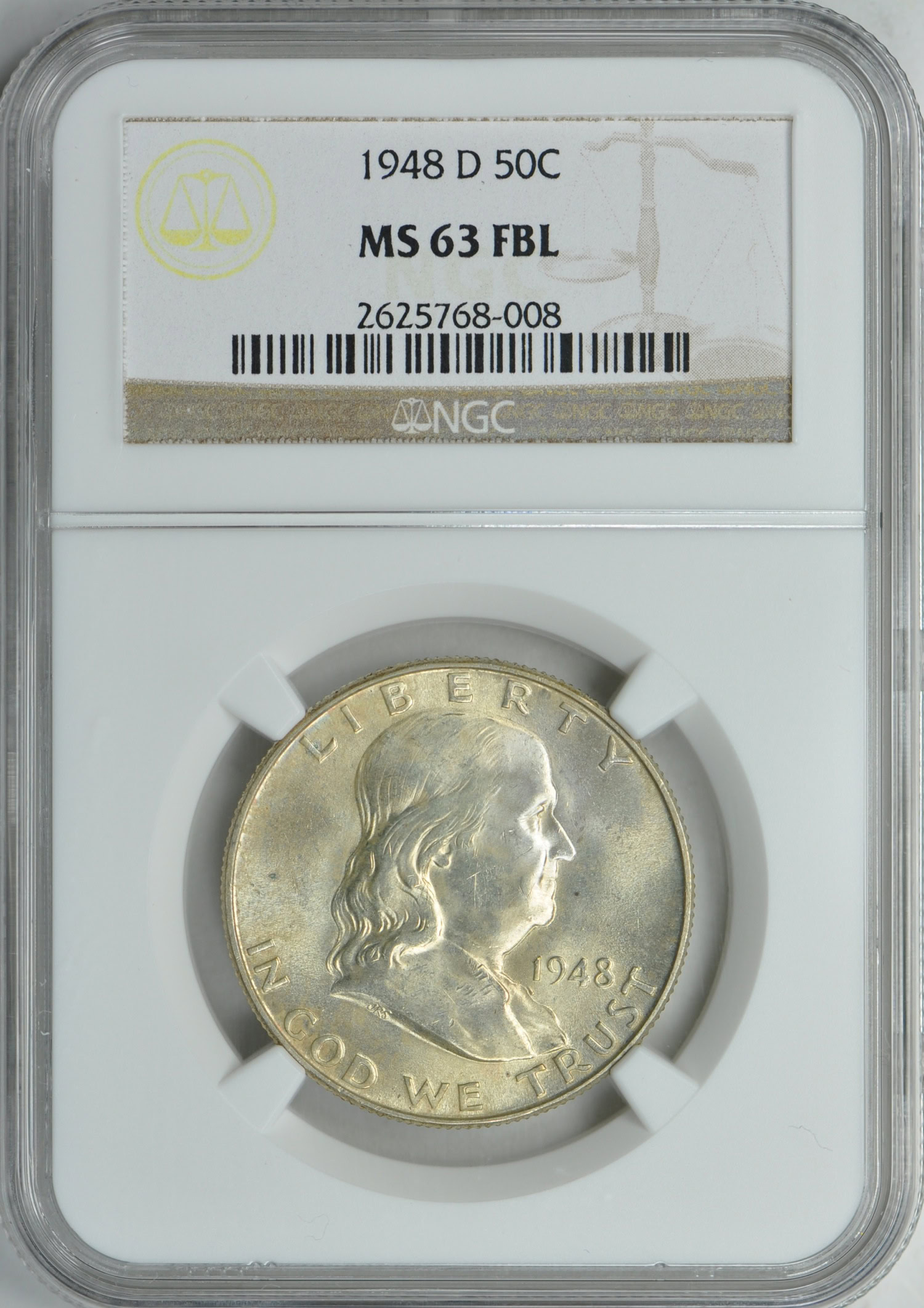 1948-D Franklin Half Dollar NGC MS-63 FBL (Item 194700