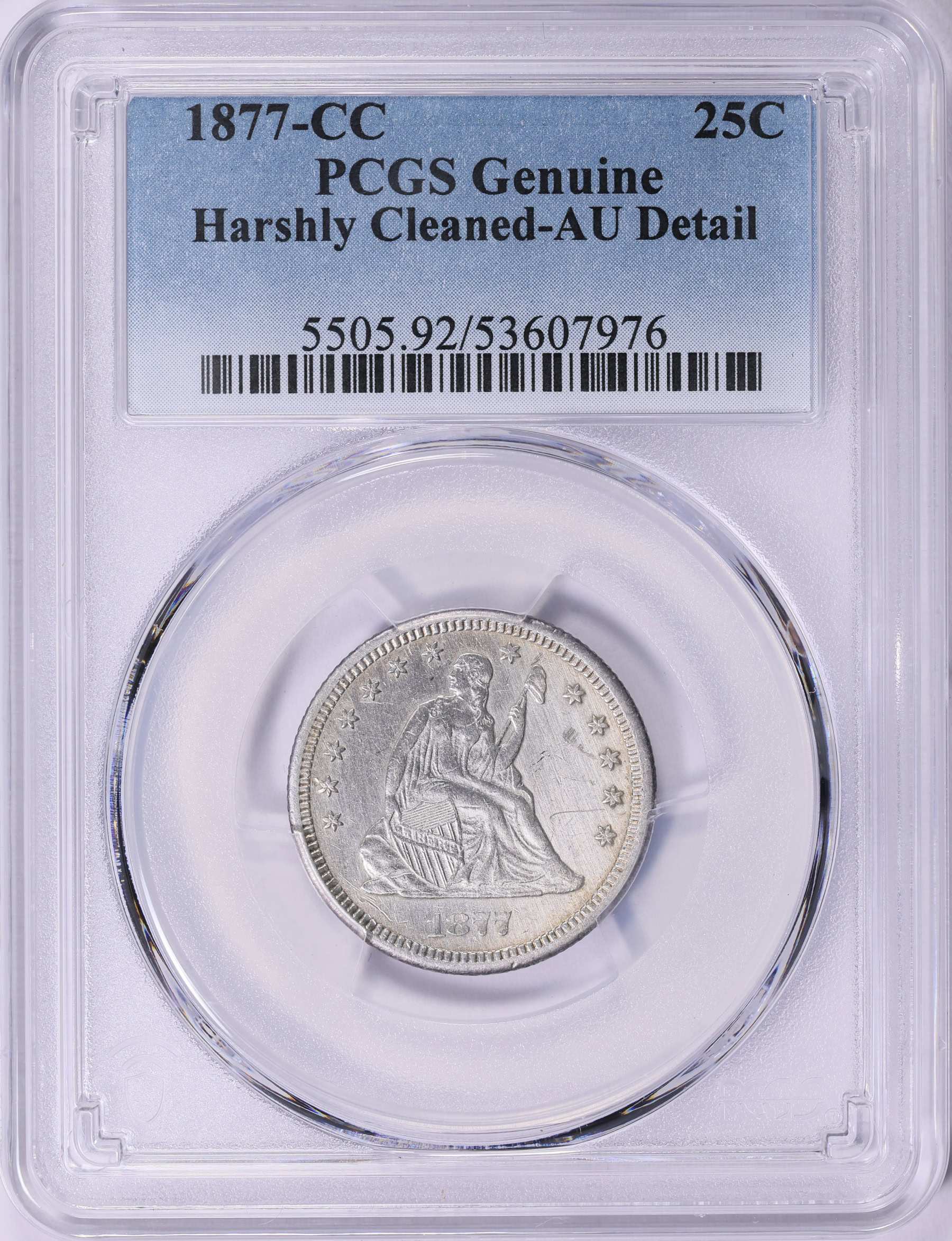 1877-CC Seated Liberty Quarter PCGS Genuine AU Details (Item 1947587 ...