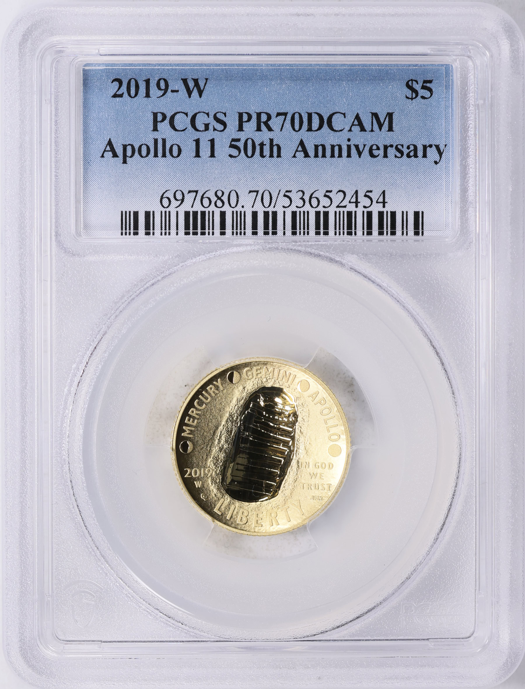 2019-W Apollo 11 50th Anniversary Gold $5 PCGS Proof-70 DCAM (Item