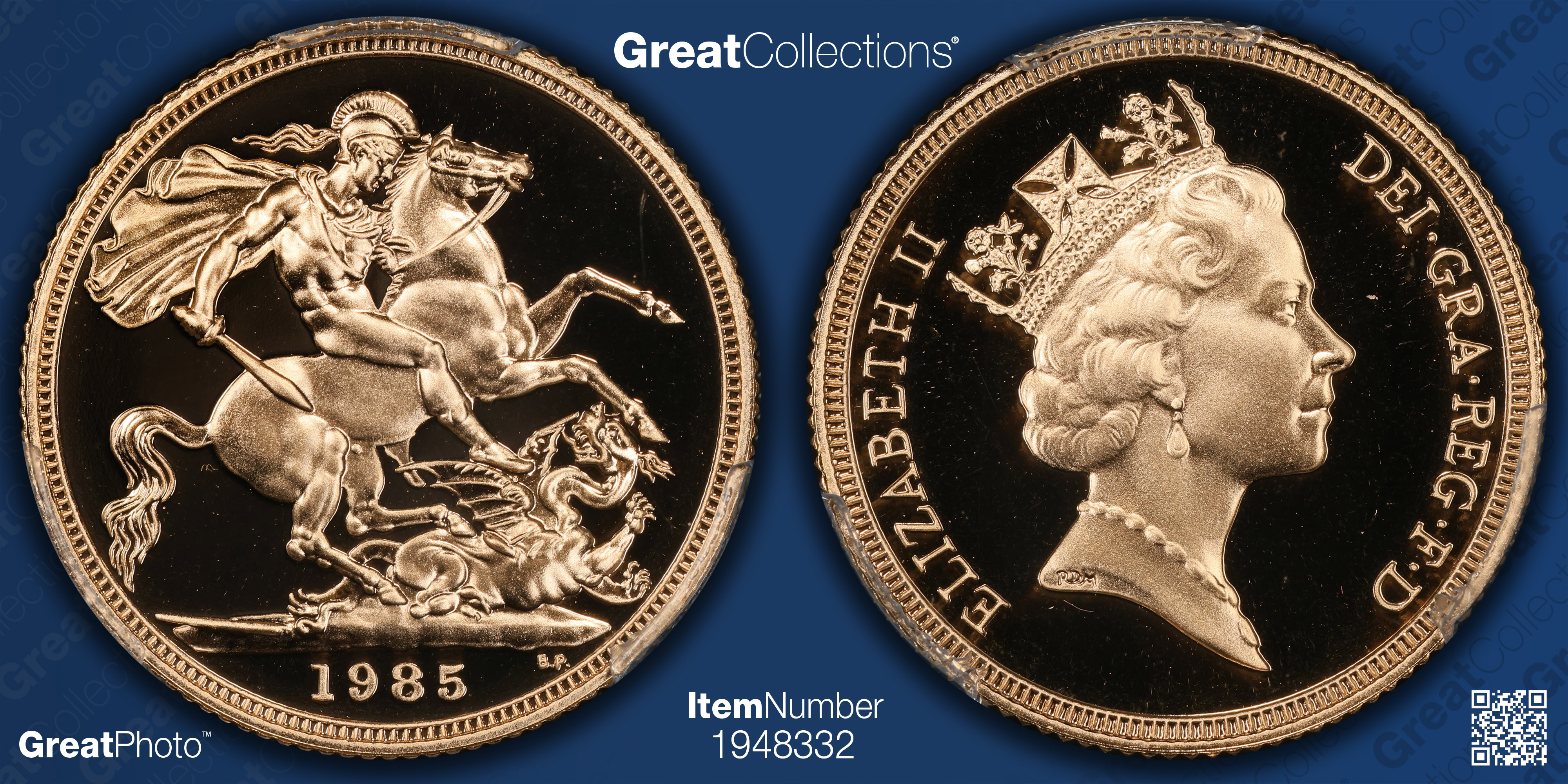 Great Britain 1985 Gold Sovereign St. George KM-943 PCGS Proof-70 DCAM ...