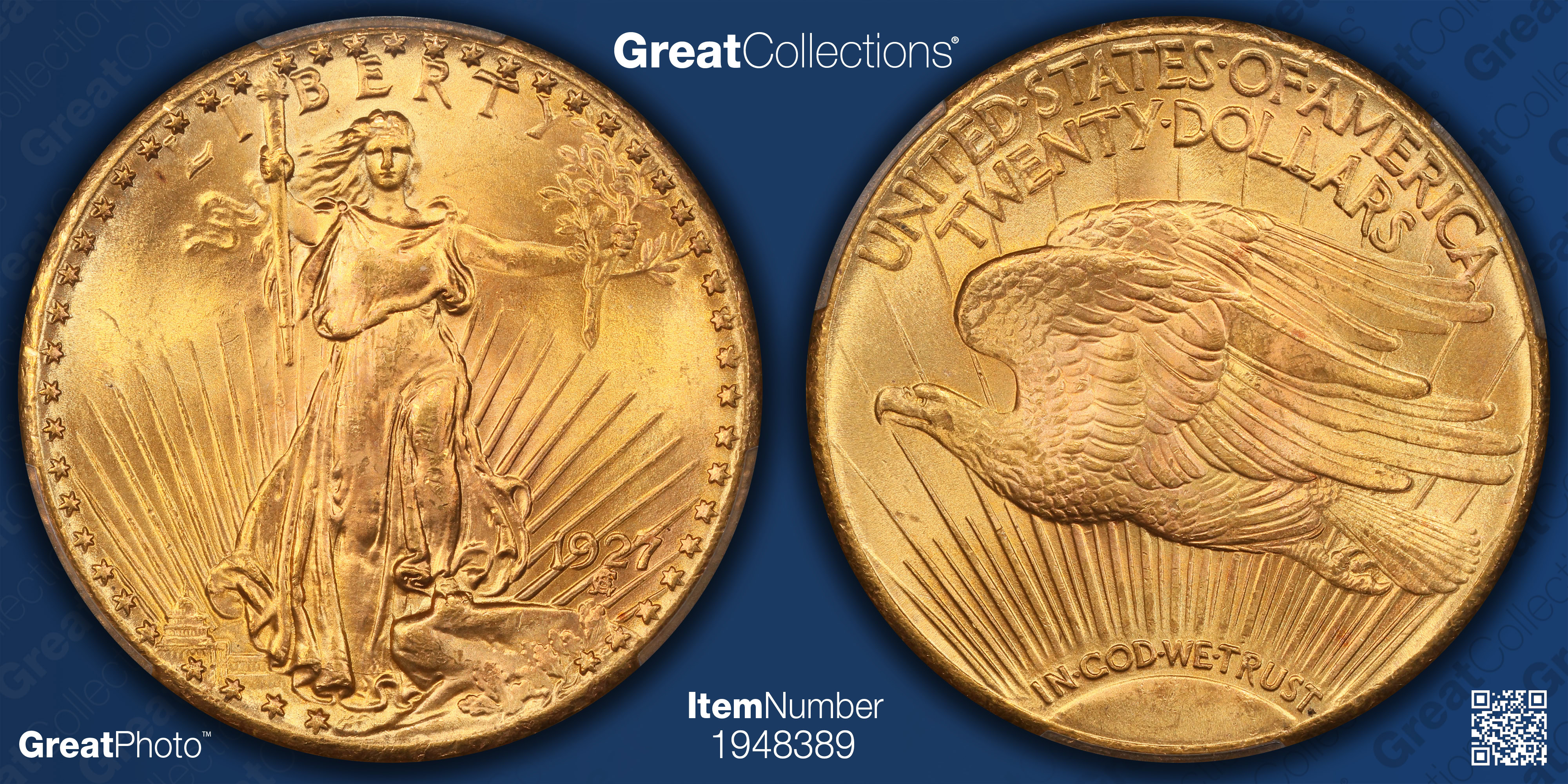 1927 Saint-Gaudens Gold Double Eagle PCGS MS-66+ (Item 1948389
