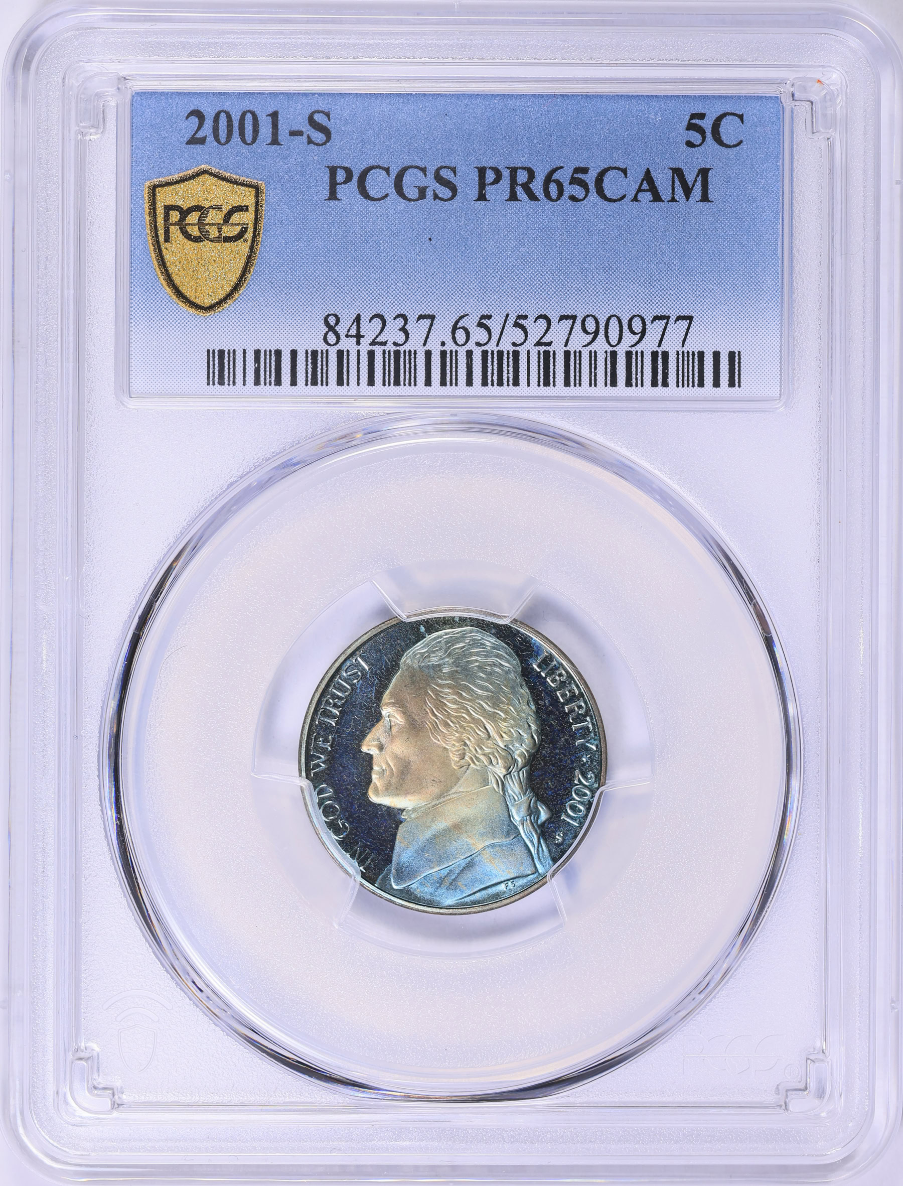 2001-S Jefferson Nickel PCGS Proof-65 CAMEO (Toned) (Item 1948875