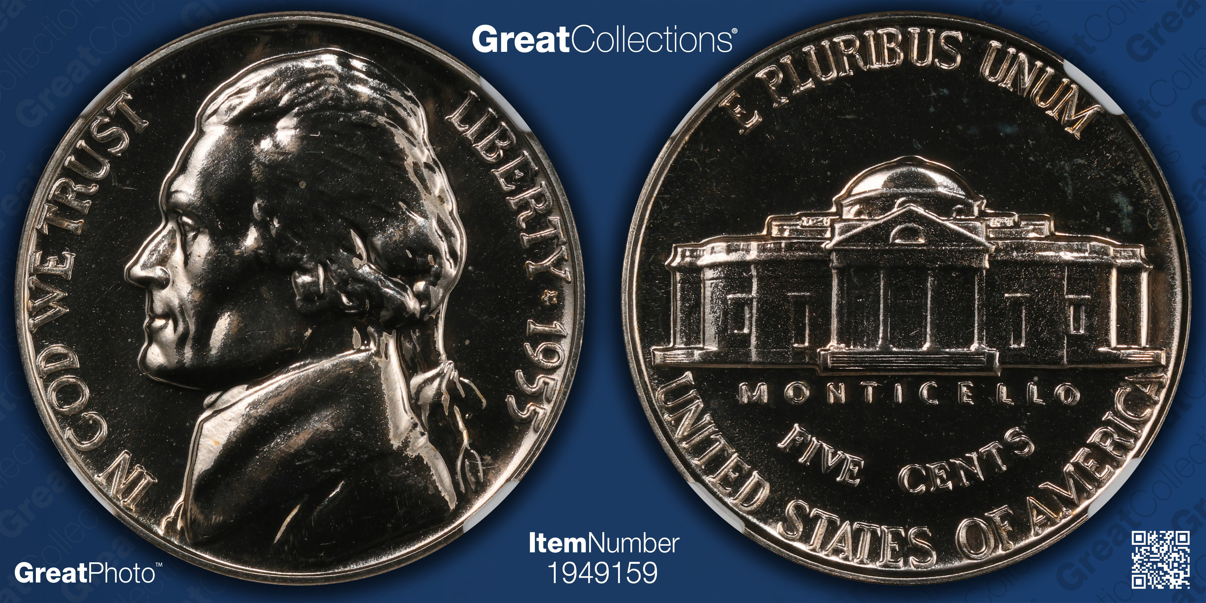 1955 Jefferson Nickel Tripled Die Reverse FS-801 NGC Proof-67