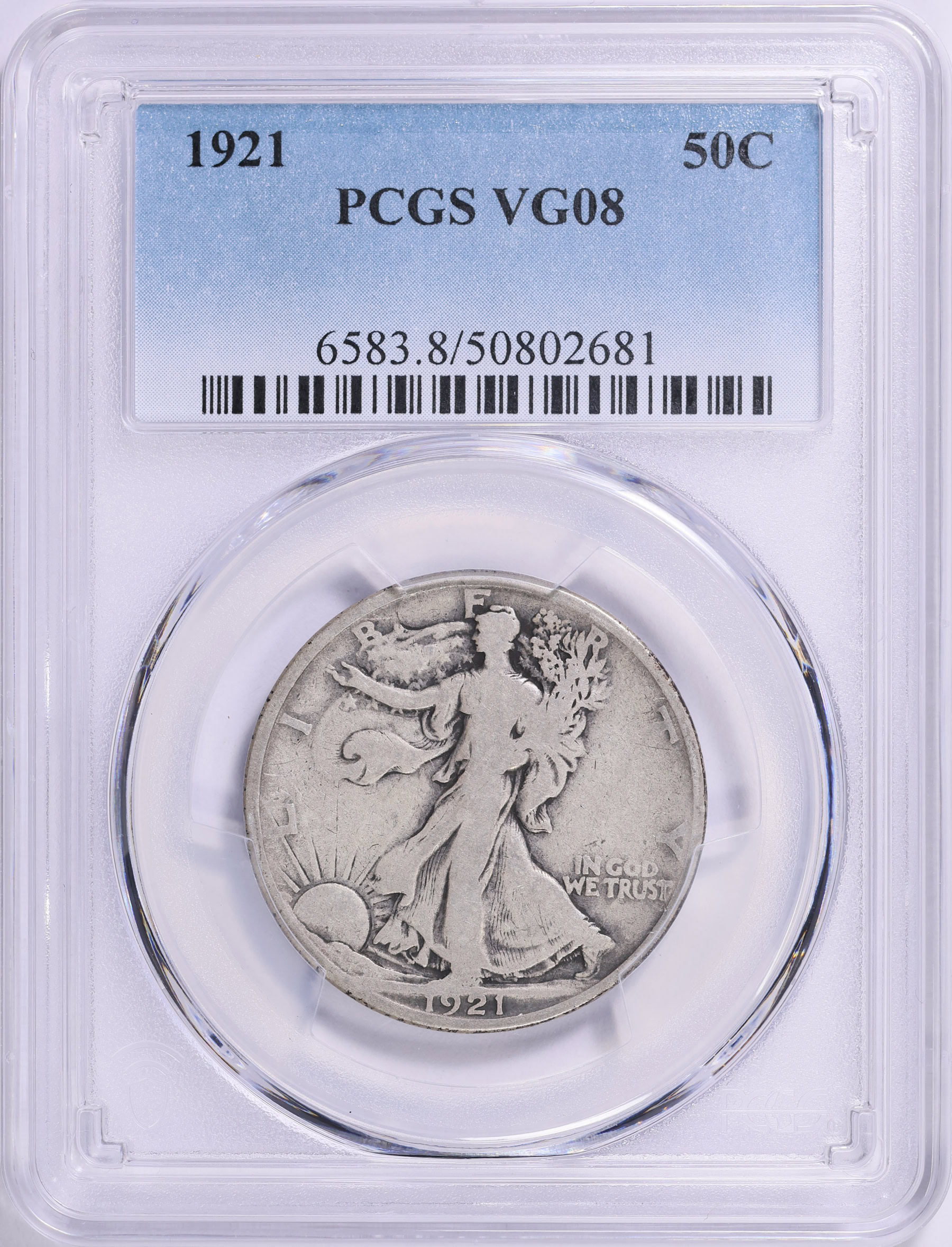 1921 Walking Liberty Half Dollar PCGS VG-08 (Item 1949470