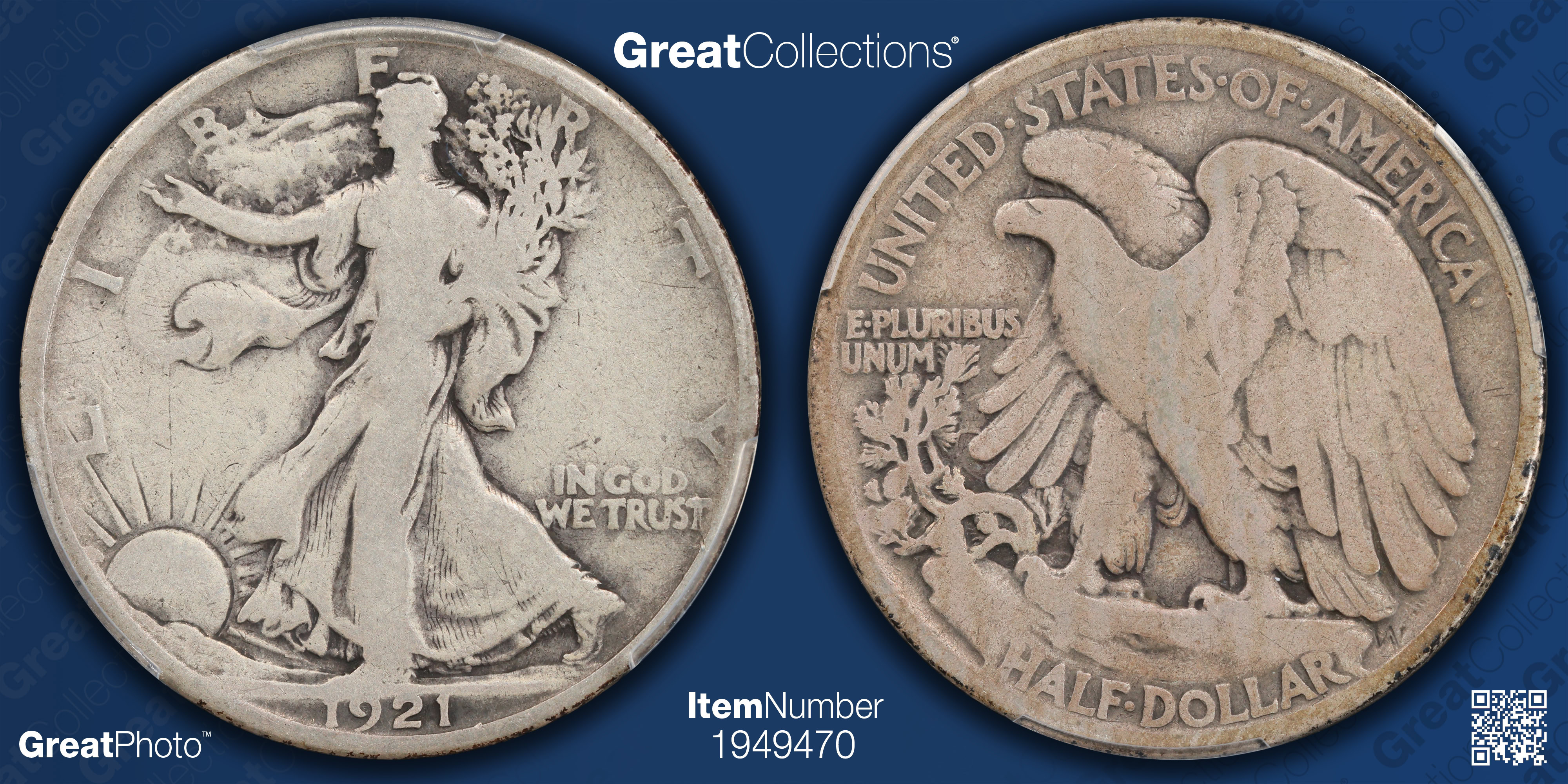 1921 Walking Liberty Half Dollar PCGS VG-08 (Item 1949470