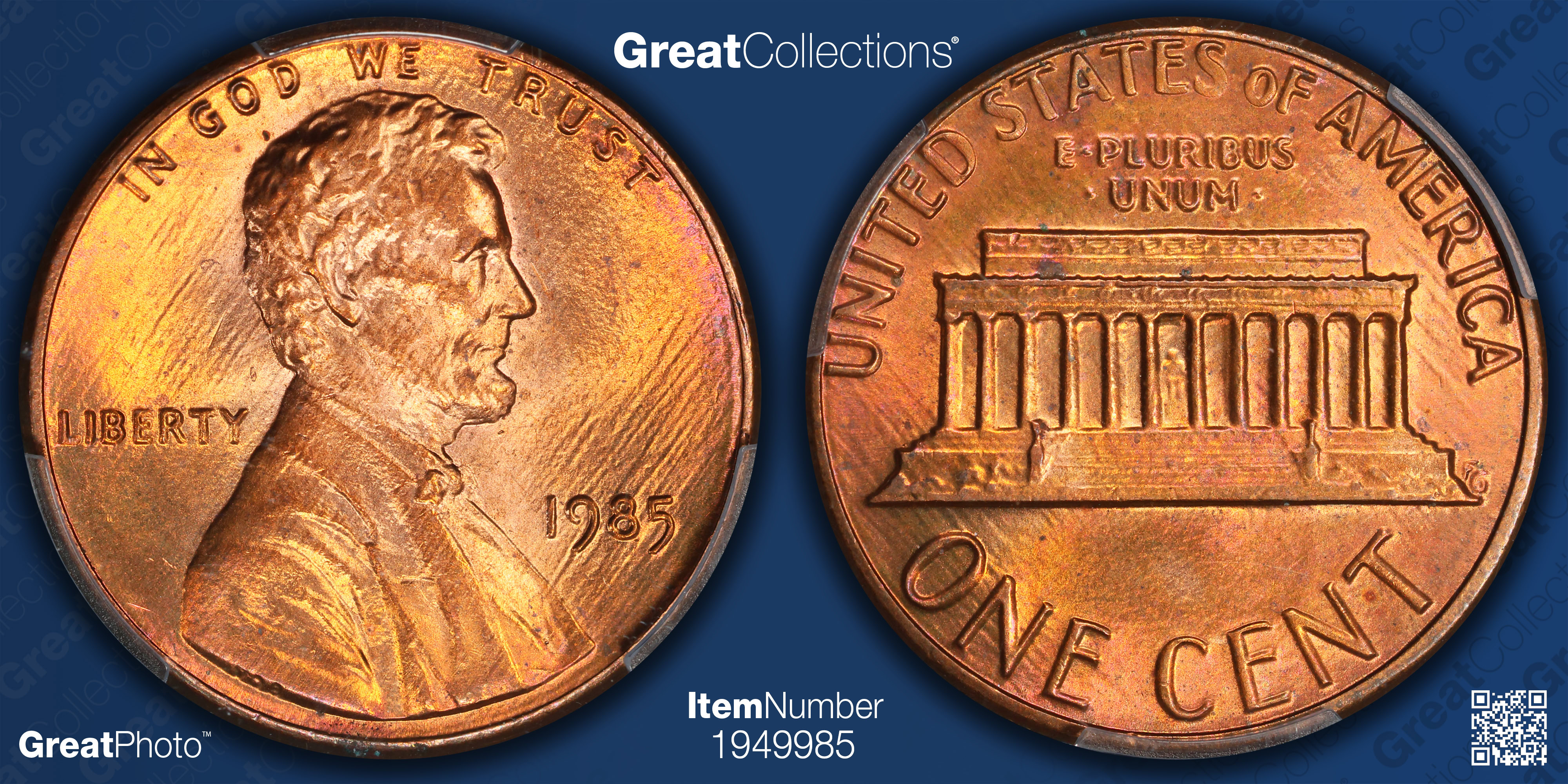 1985 Lincoln Cent PCGS MS-67 RD (Item 1949985) | GreatCollections