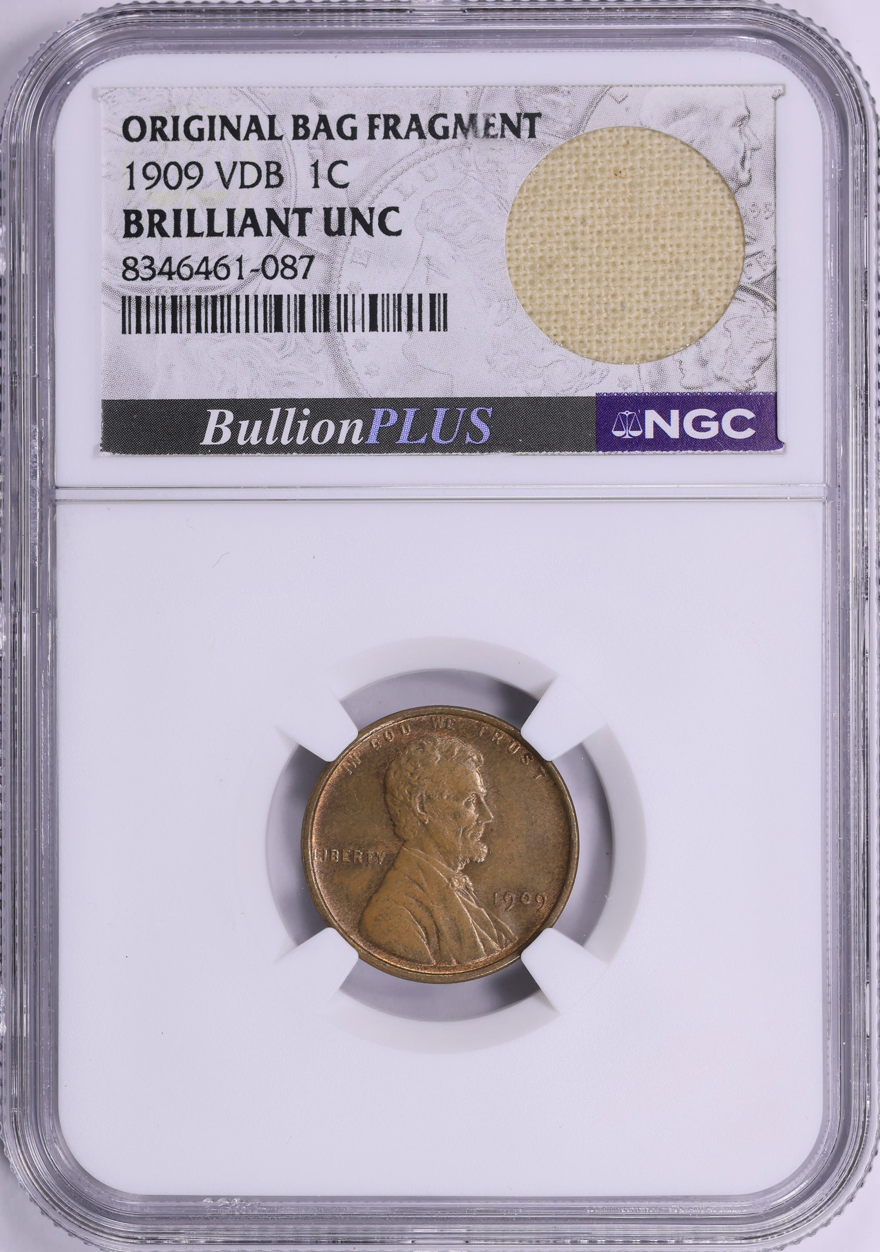 1909 Lincoln Cent V.D.B. NGC Brilliant Uncirculated (Original Bag