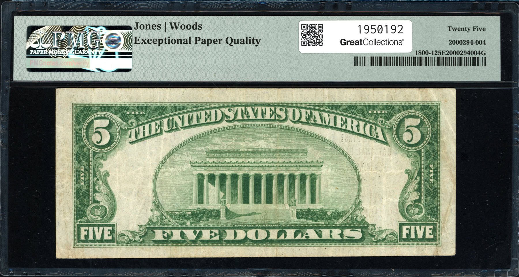 Fr. 1800-1 Orwell, Vermont 1929 Type 1 $5 Note The First National