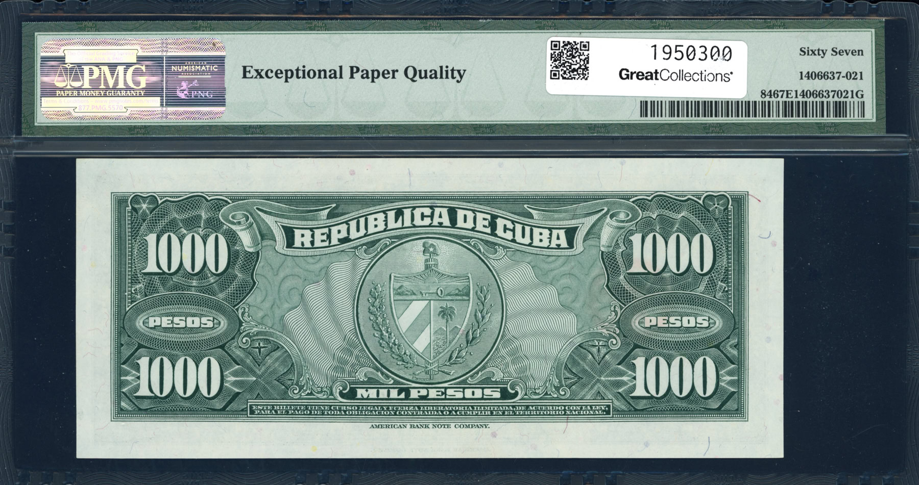 Cuba 1950 1,000 Pesos Banco Nacional de Cuba Note SCWPM-84 PMG