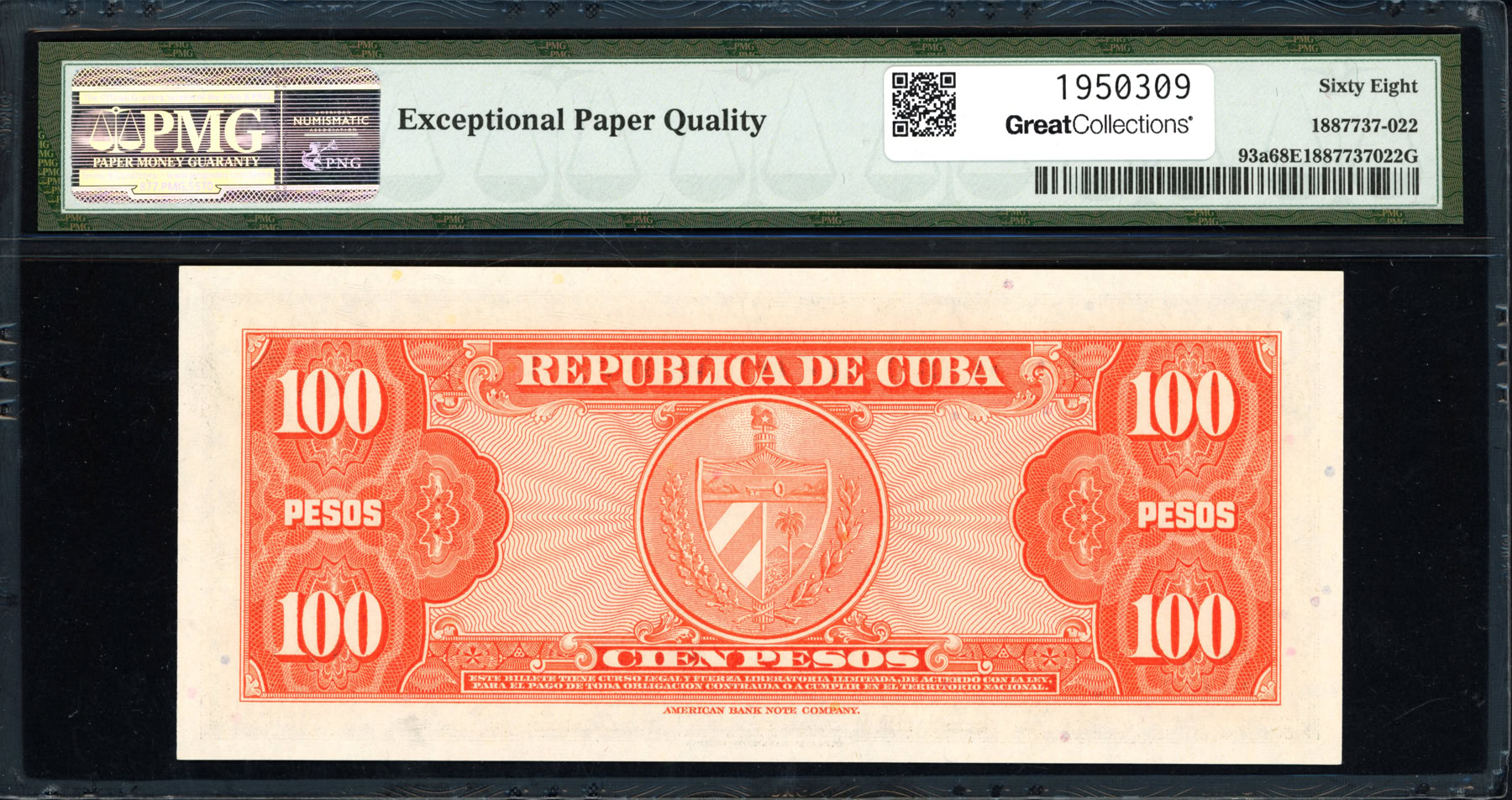 Cuba 1959 100 Pesos Banco Nacional de Cuba Note SCWPM-93a PMG