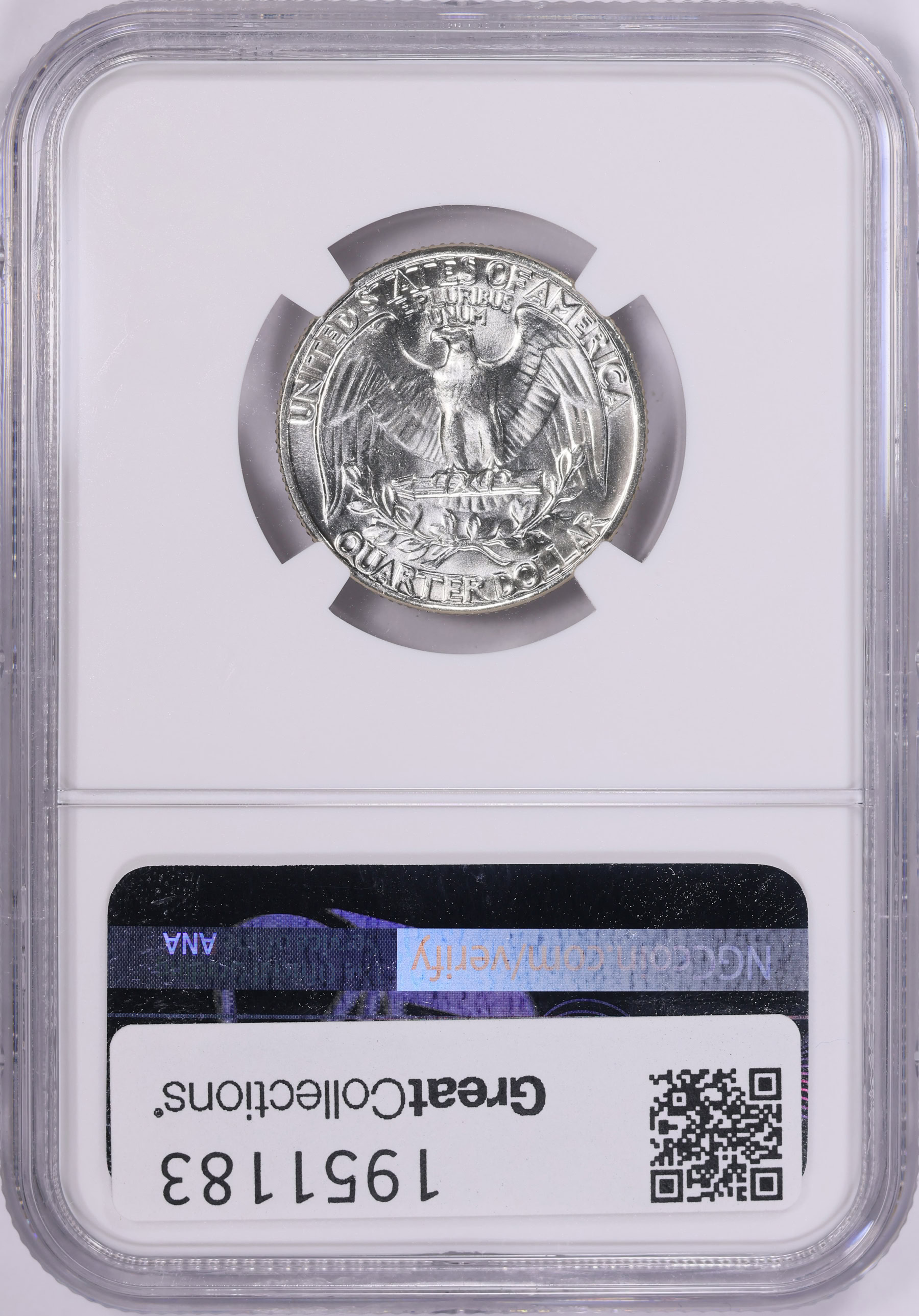 1963 Washington Quarter NGC MS-65 (Item 1951183) | GreatCollections ...