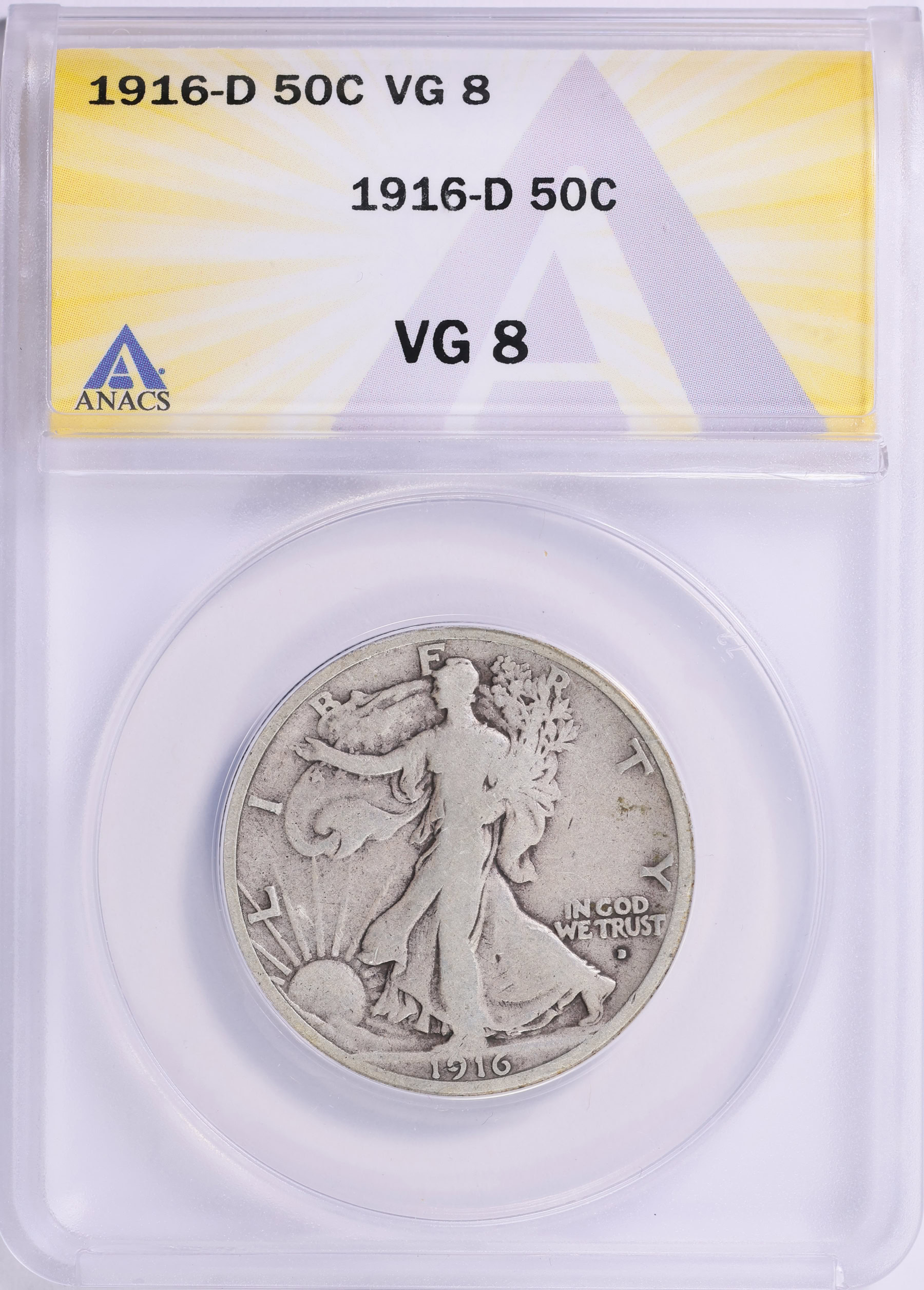 1916-D Walking Liberty Half Dollar ANACS VG-08 (Item 1951467