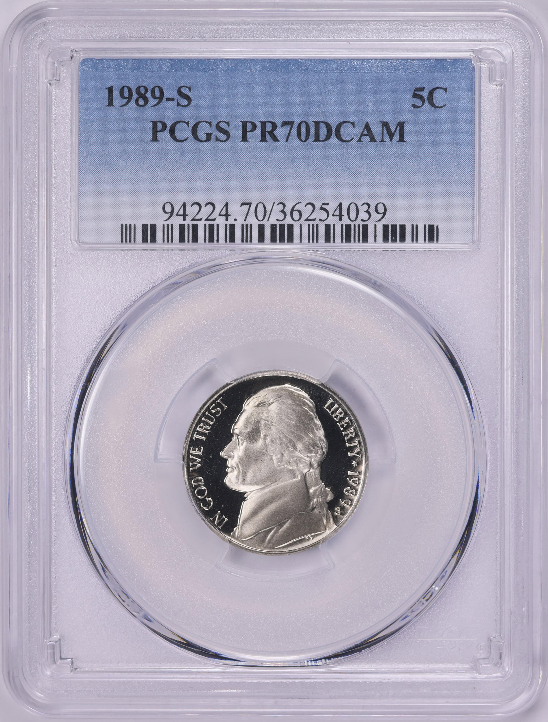 1989-S Jefferson Nickel PCGS Proof-70 DCAM (Item 1952456