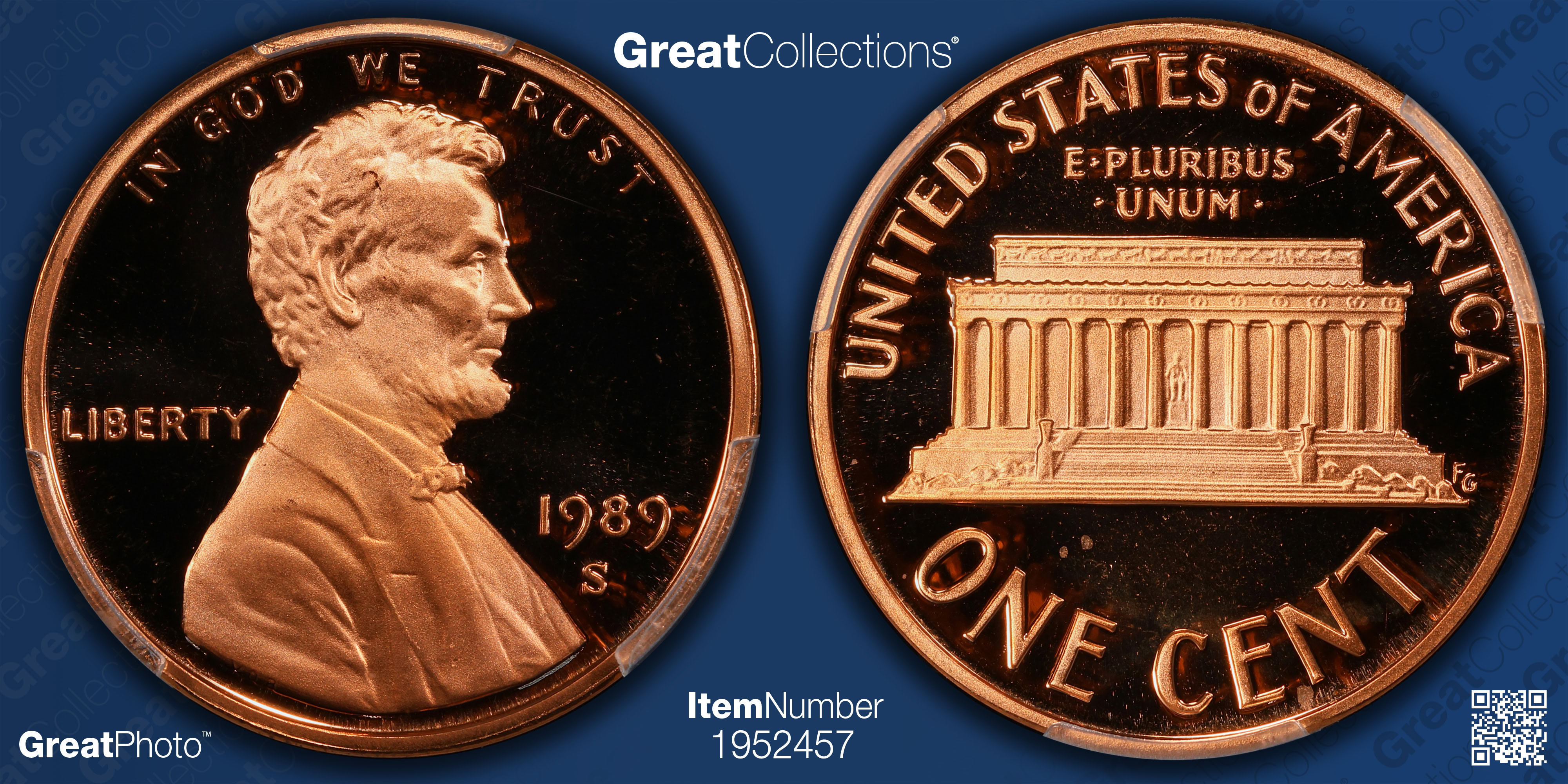 1989-S Lincoln Cent PCGS Proof-70 RD DCAM (Item 1952457