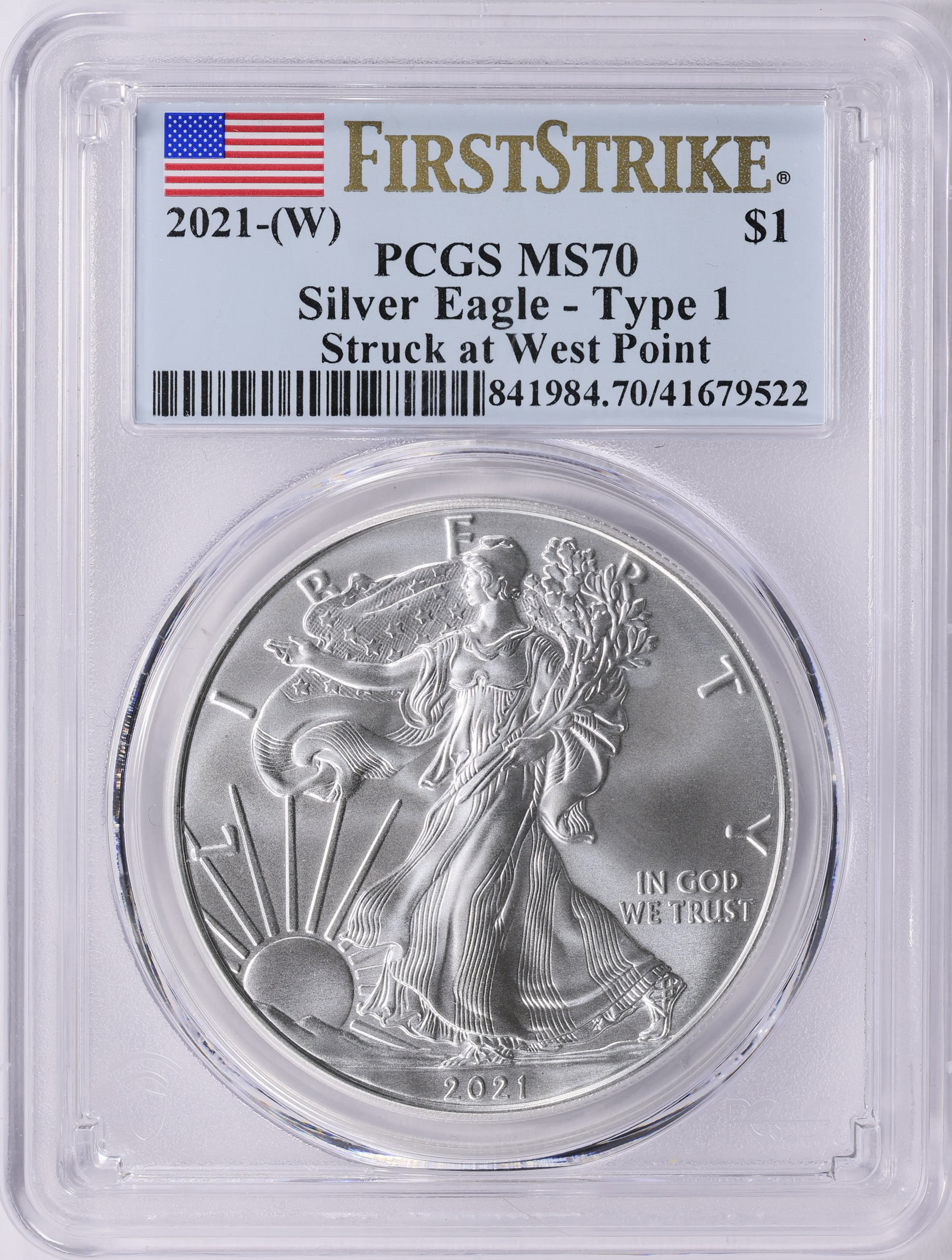 2021-(W) $1 Silver Eagle Type 1 Struck at West Point First Strike