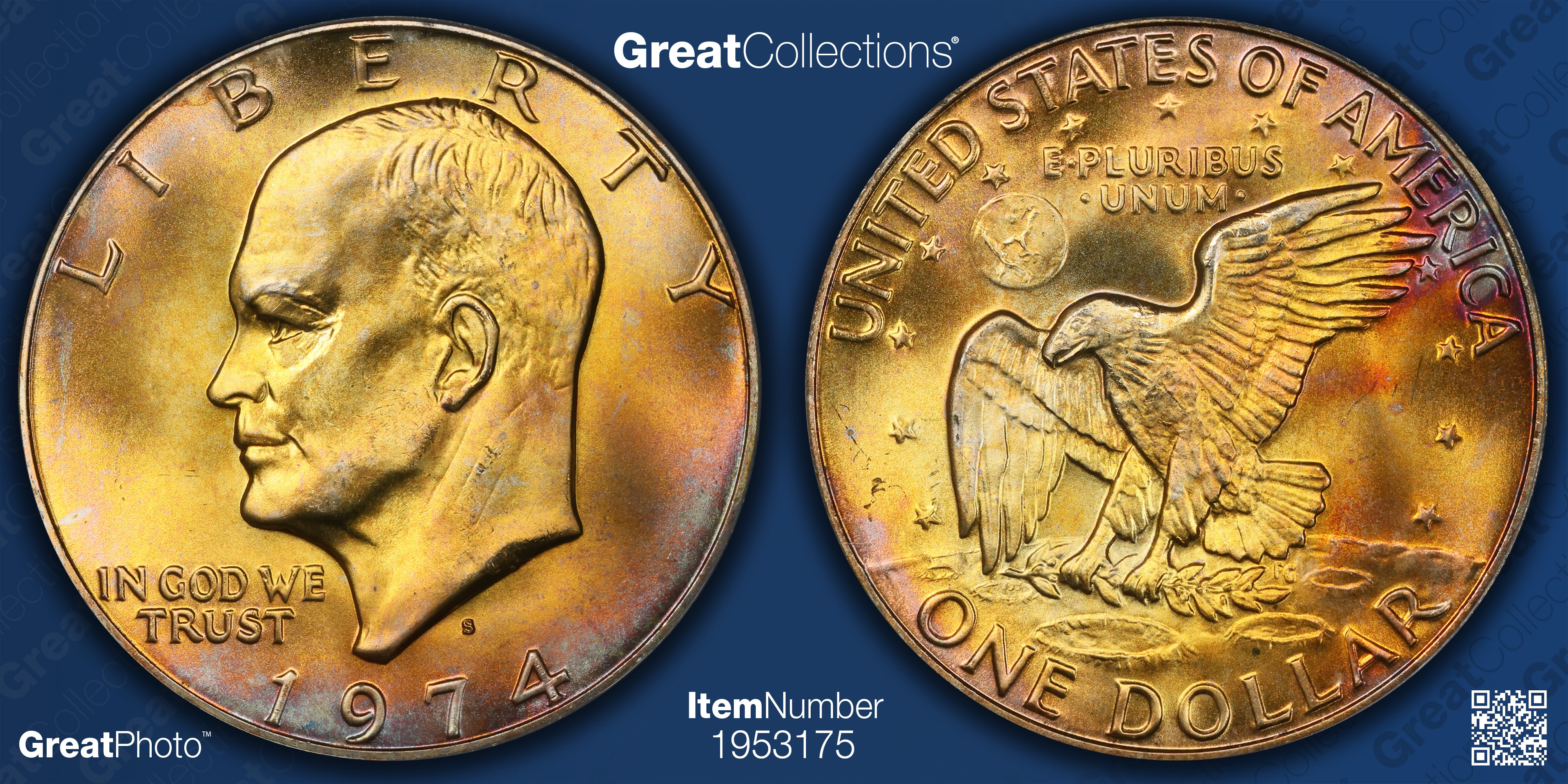 1974-S Eisenhower Dollar Silver PCGS MS-66 (CAC Green) (Toned