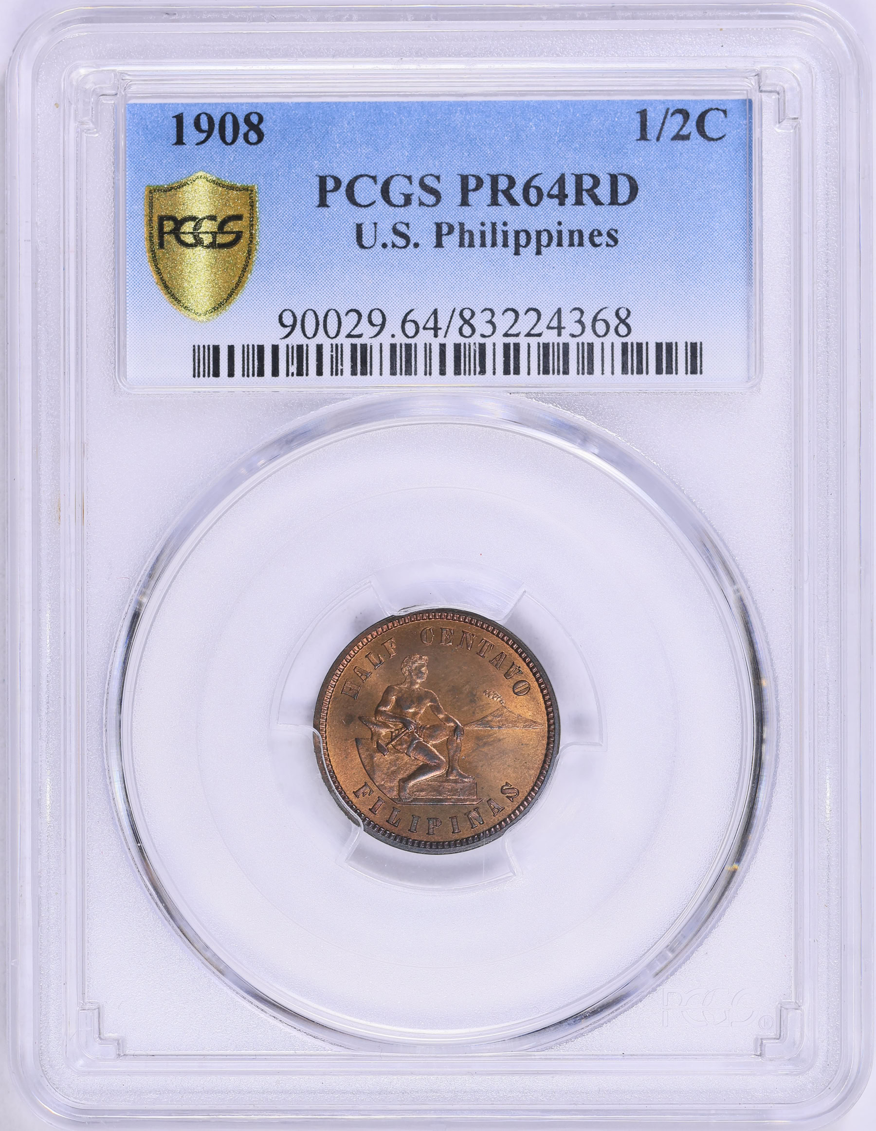 1908 U.S. Philippines Half Centavo PCGS Proof-64 RD (Item 1953781