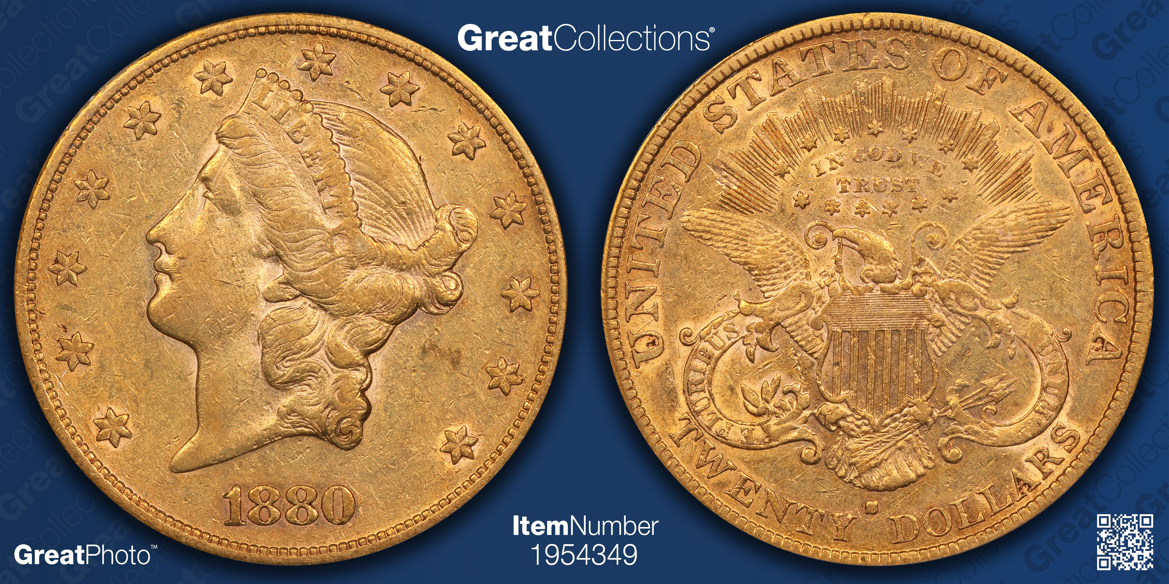 1880-S Liberty Gold Double Eagle PCGS XF-45 (Rainy Day Collection