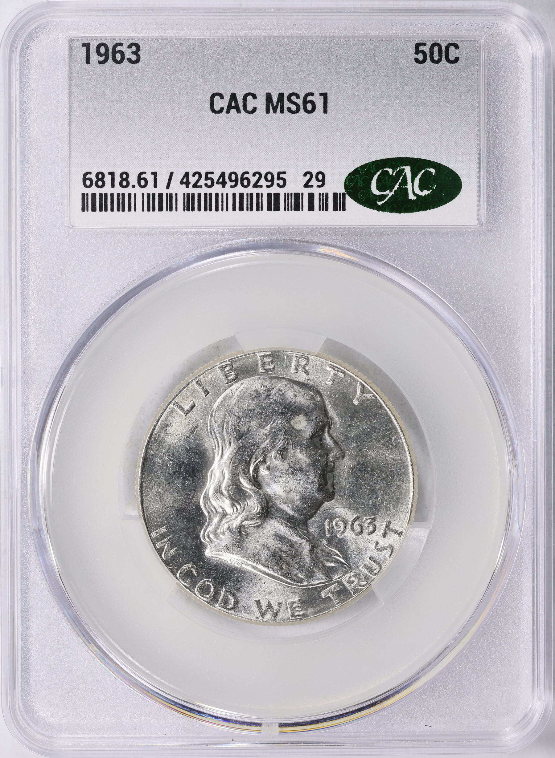 1963 Franklin Half Dollar CACG MS-61 (Item 1954528) | GreatCollections ...