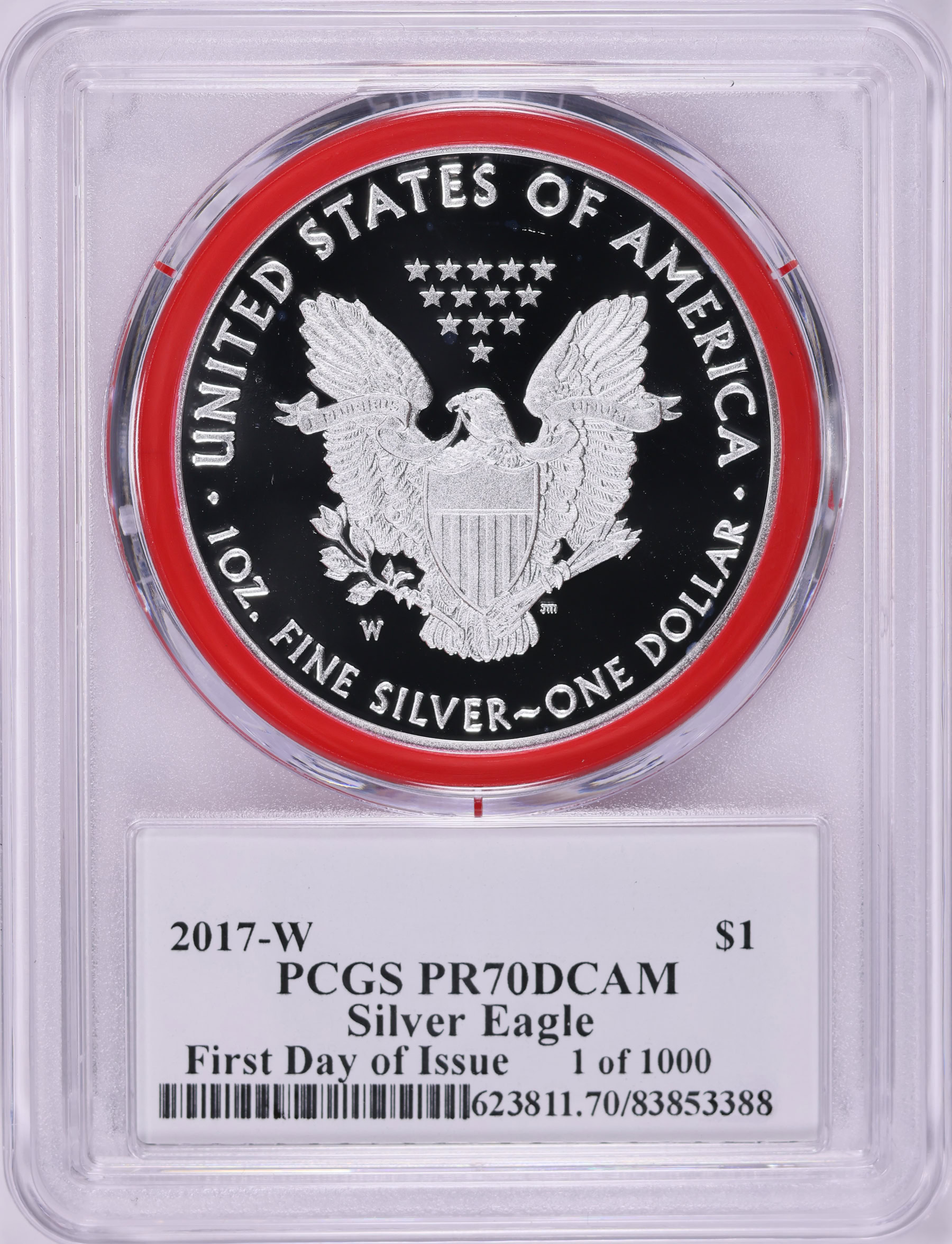 2017-W $1 Silver Eagle First Day of Issue PCGS Proof-70 DCAM