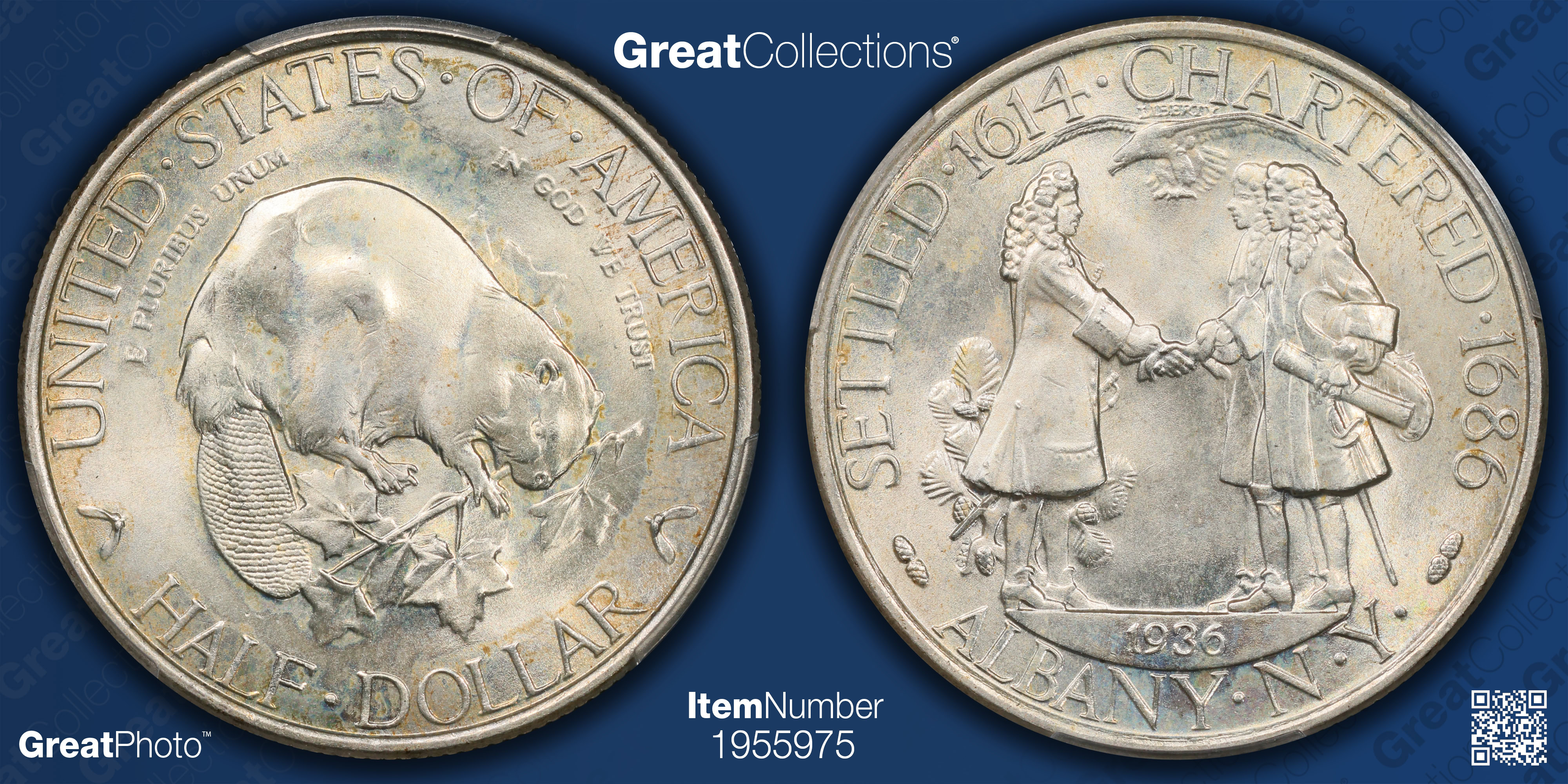 1936 Albany, New York, Charter Anniversary Half Dollar PCGS MS-66