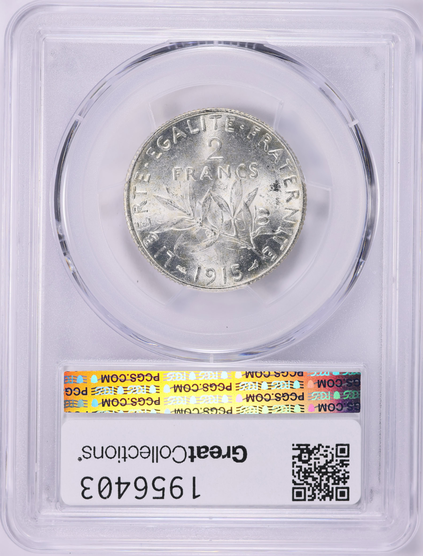 France 1915 Silver 2 Francs KM-845.1 PCGS MS-63 (Item 1956403 ...