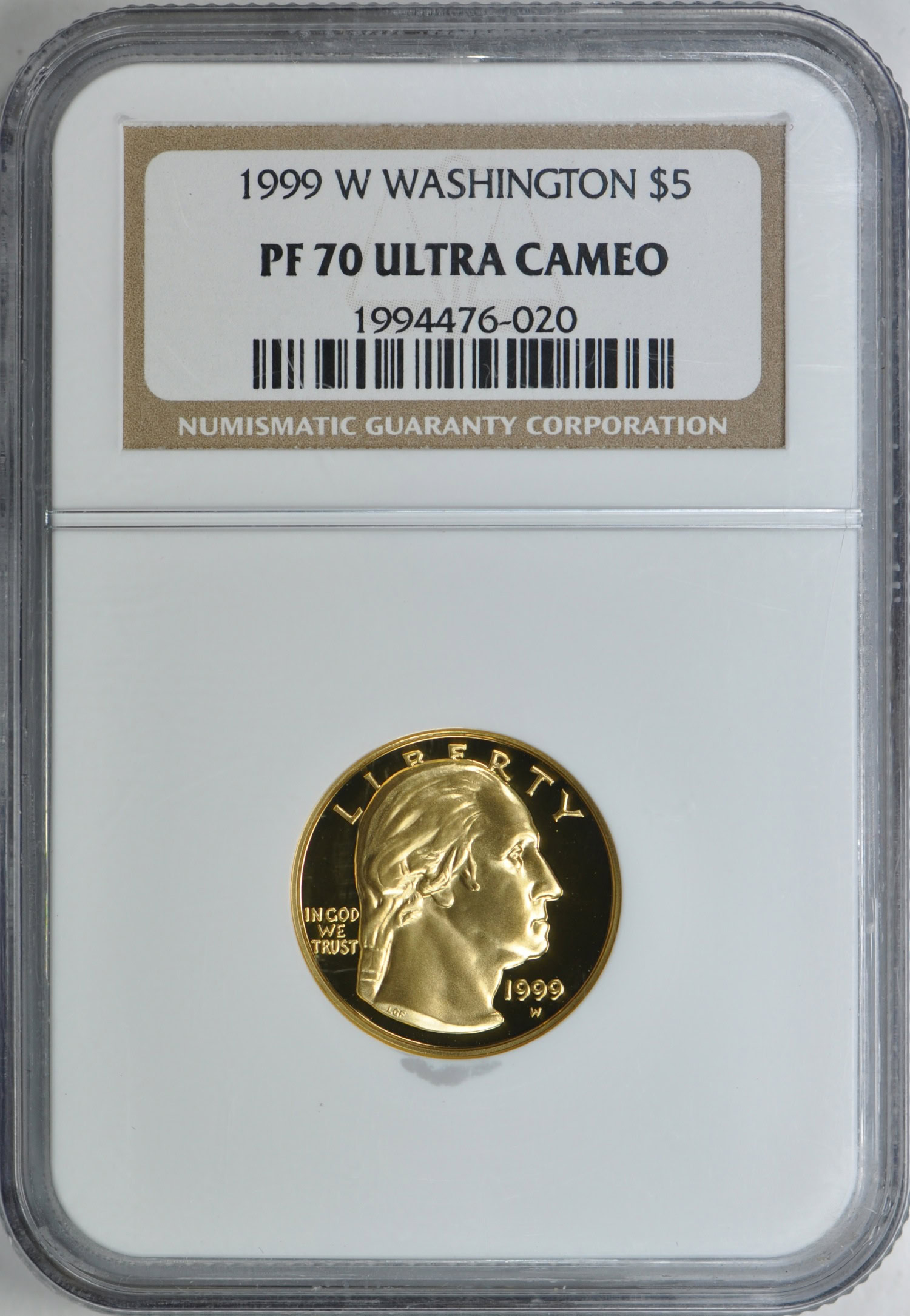 1999-W George Washington Death Bicentennial Gold $5 NGC Proof-70