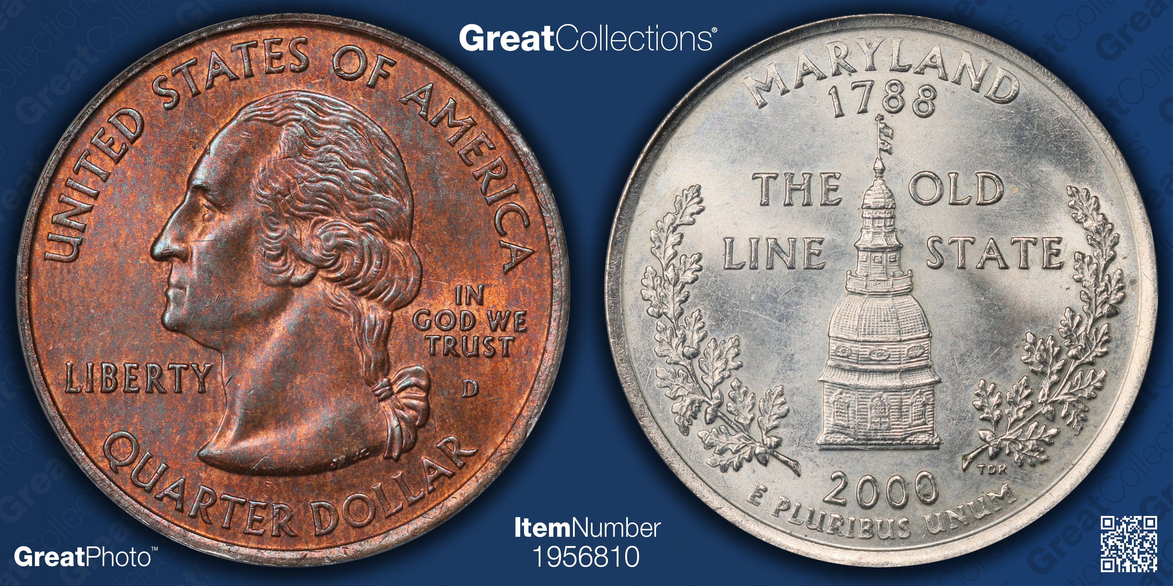 Mint Error 2000-D Maryland State Quarter Missing Clad Layer ANACS