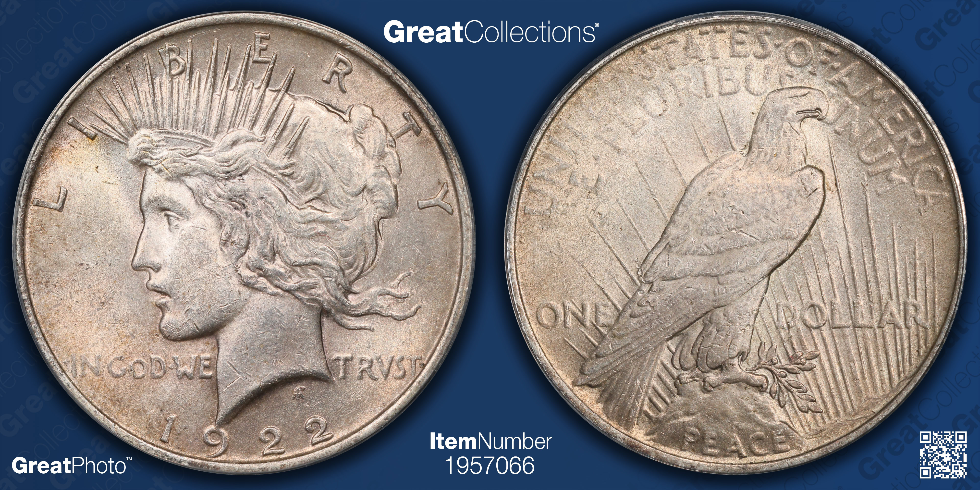 1922 Peace Silver Dollar Doubled Die Obverse ANACS MS-61 | ANACS Cert