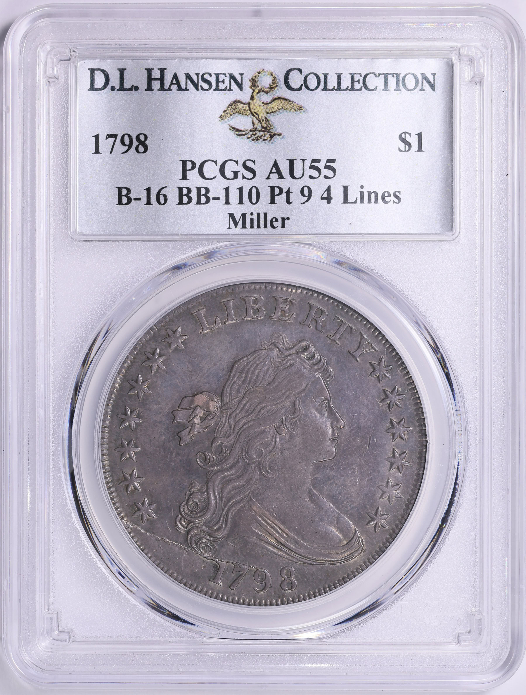 Cooperbear クーパーベアー 1798 Draped Bust Silver Dollar B-16 BB-110 PCGS AU-55 (Miller