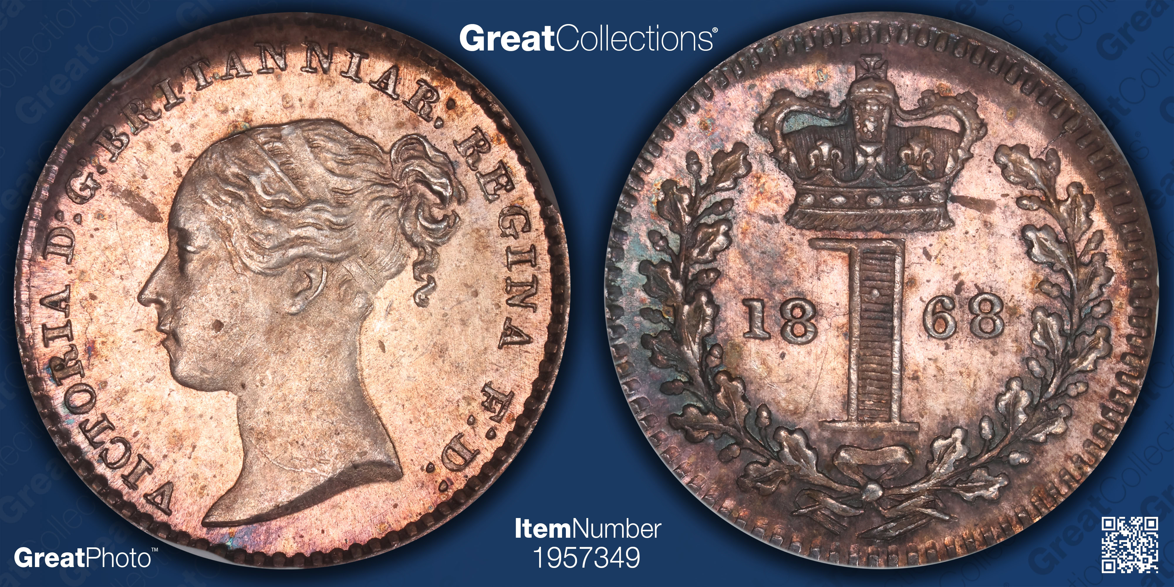 Great Britain 1868 Silver Maundy Penny KM-727 NGC MS-64 (Toned