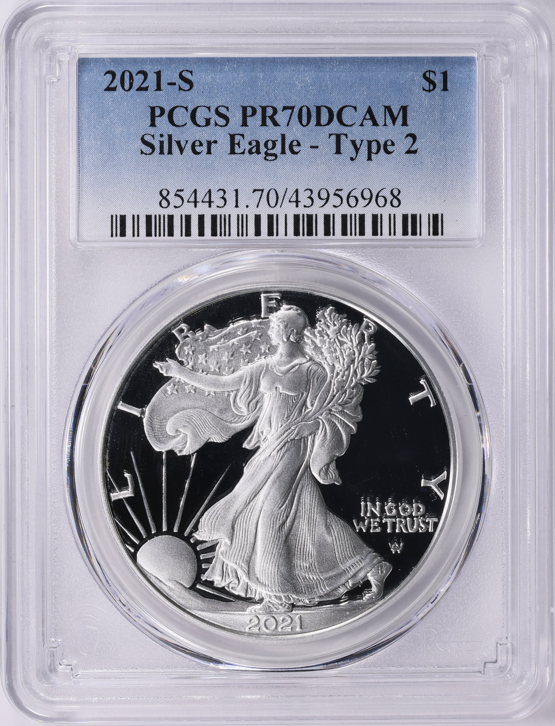 2021-S $1 Silver Eagle Type 2 PCGS Proof-70 DCAM (Item 1957582