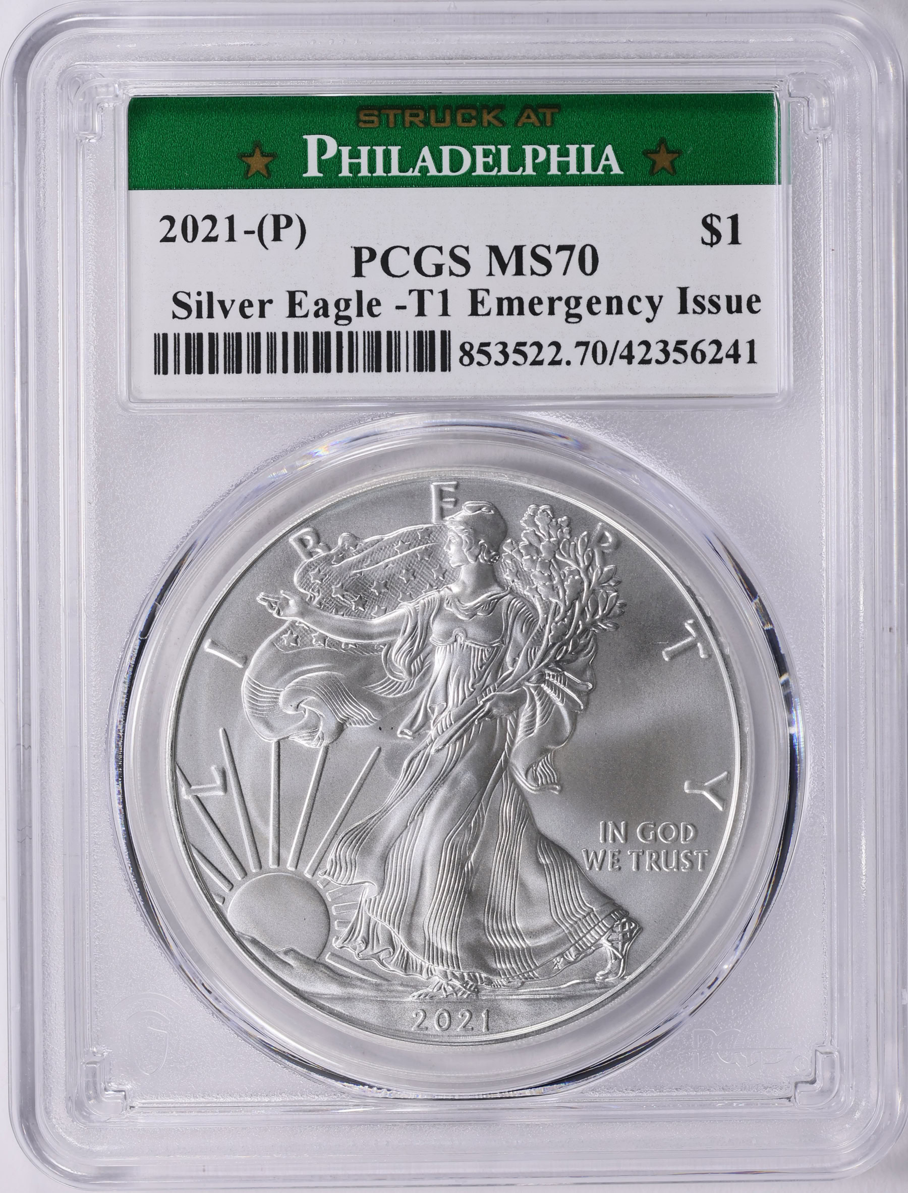 2021-(P) $1 Silver Eagle Type 1 Emergency Issue Struck at