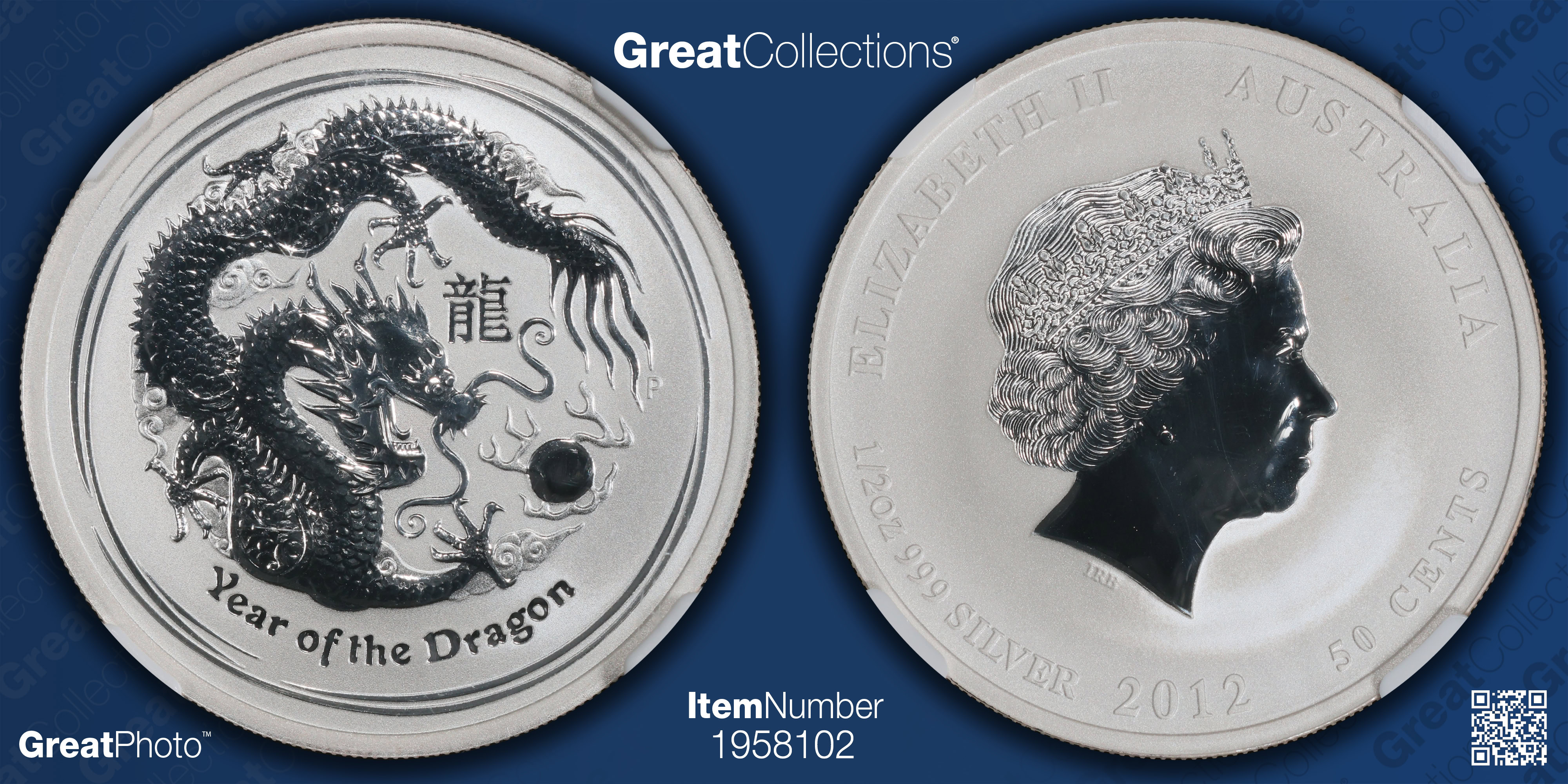 Australia 2012-P Silver 50 Cents Lunar Series, Year of the Dragon