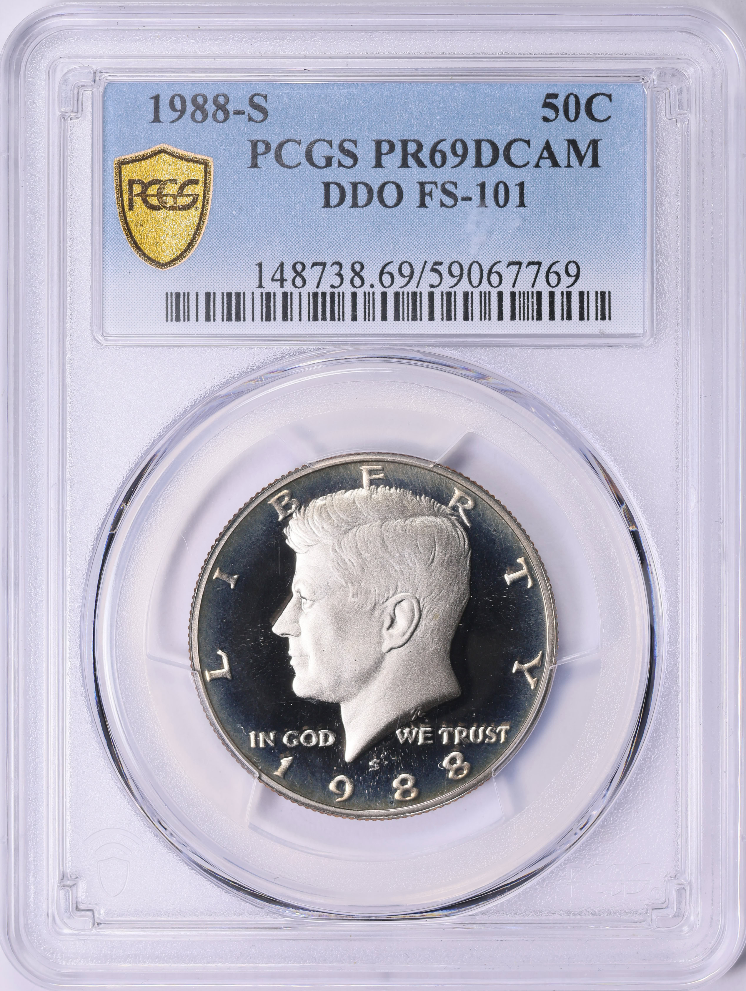 1988-S Kennedy Half Dollar Doubled Die Obverse FS-101 PCGS Proof