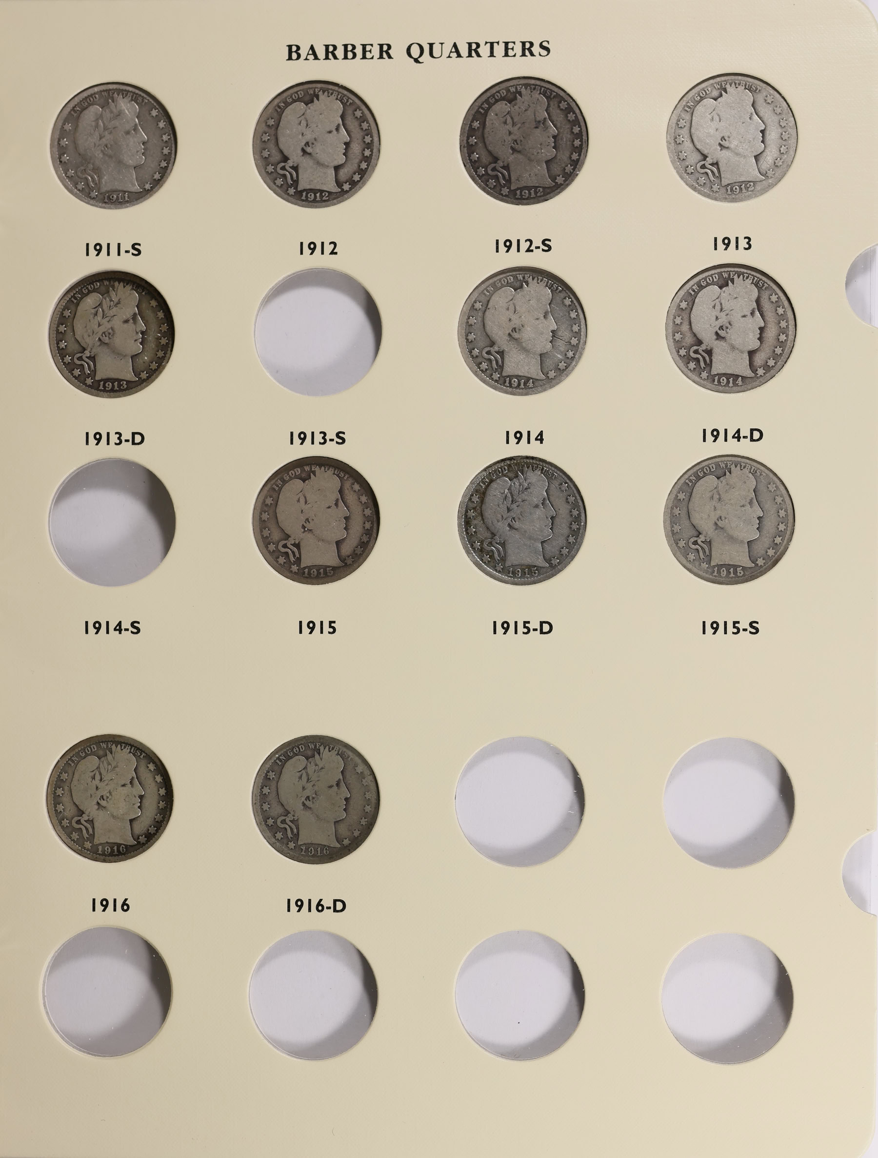 1892 - 1916 Barber Silver Quarter Collection Uncertified in Littleton ...