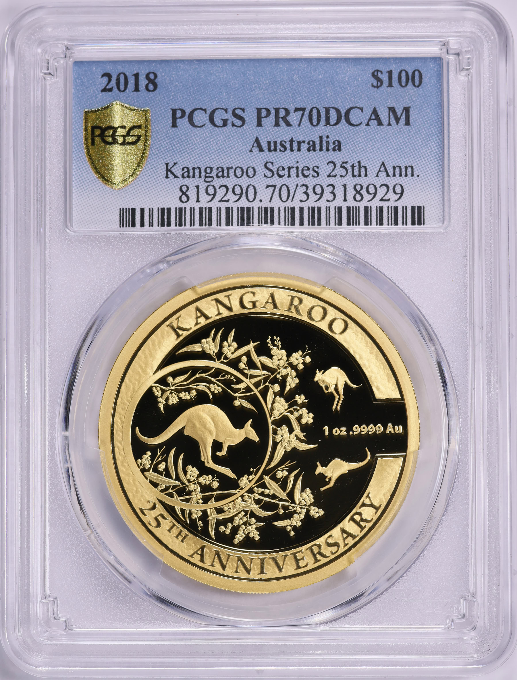 Australia 2018 Gold $100 Kangaroo Series 25th Anniversary KM-3585