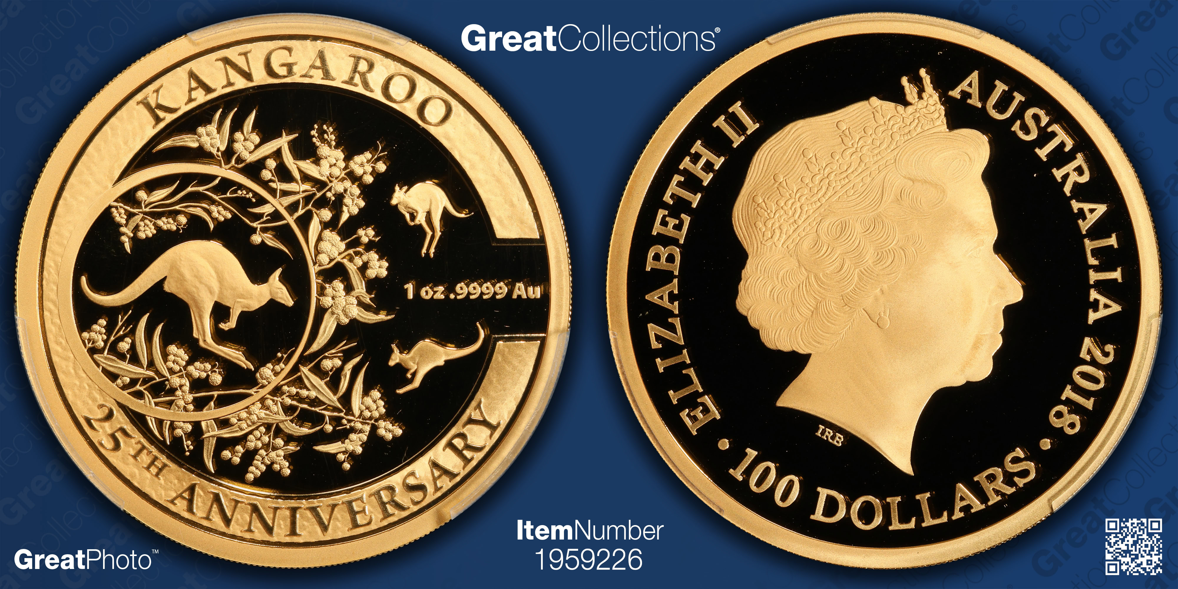 Australia 2018 Gold $100 Kangaroo Series 25th Anniversary KM-3585