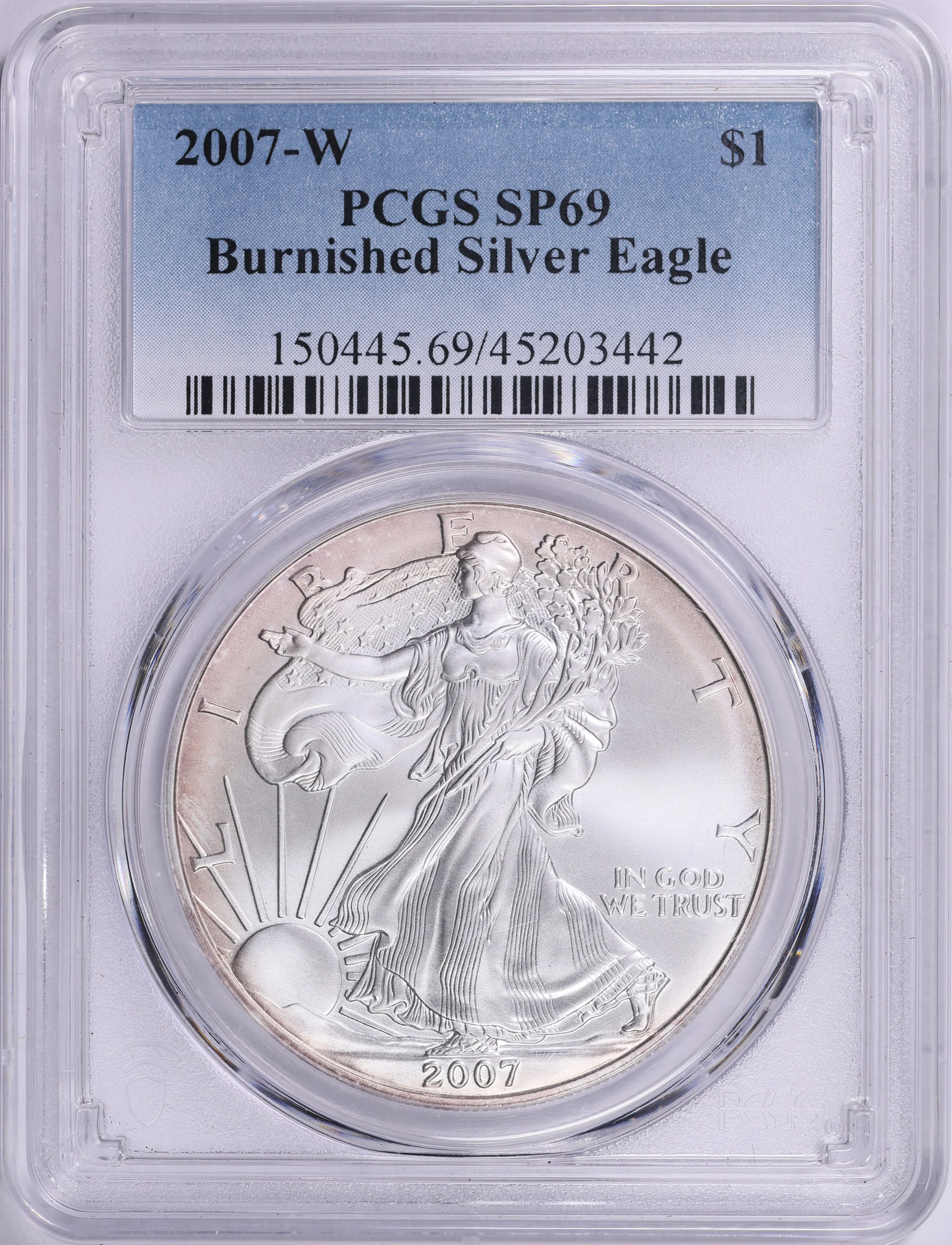 2007-W $1 Silver Eagle Burnished PCGS SP-69 (Toned) (Item 1959813