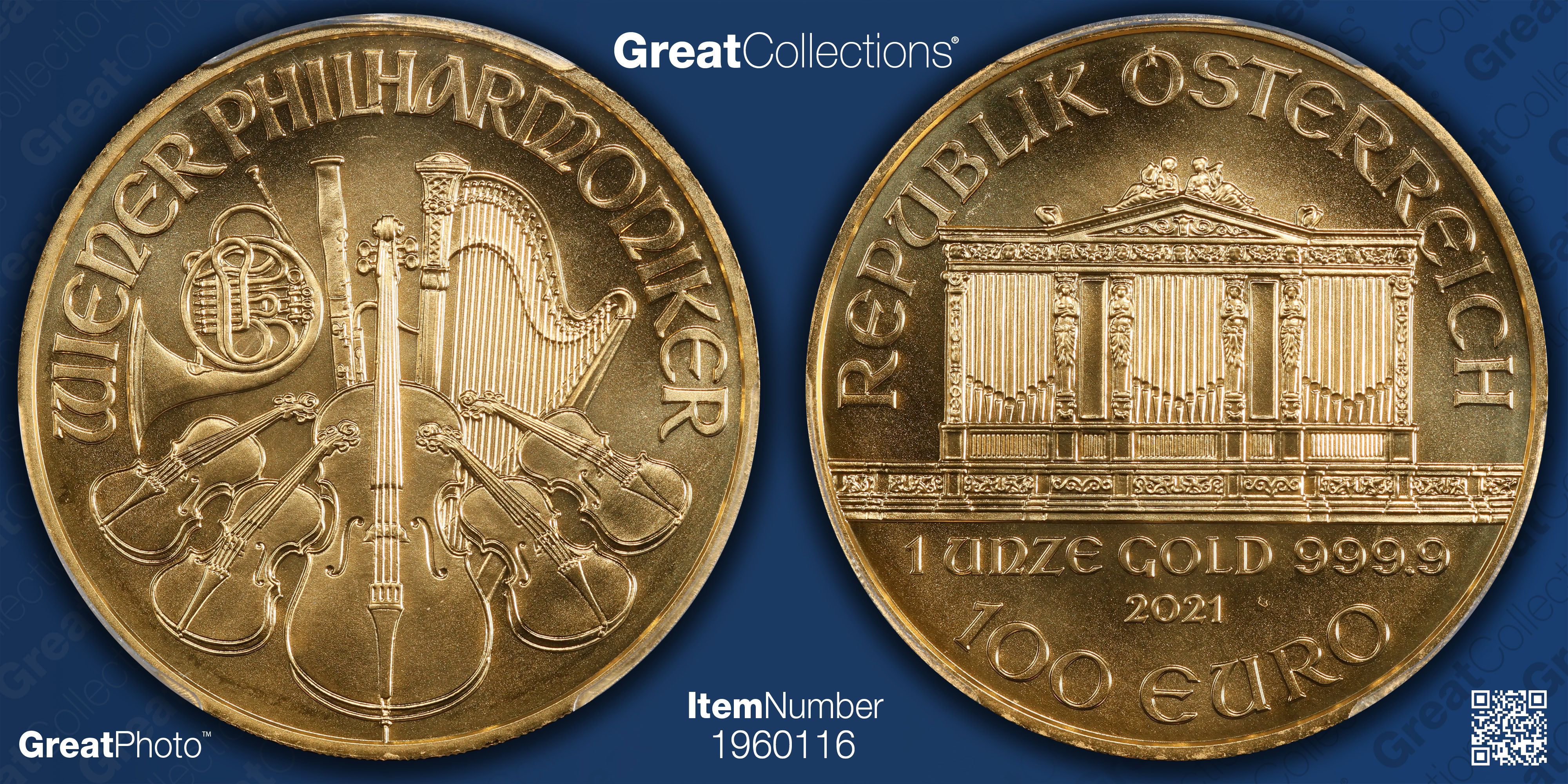 Austria 2021 Gold €100 Vienna Philharmonic KM-3095 PCGS MS-70 (AGW