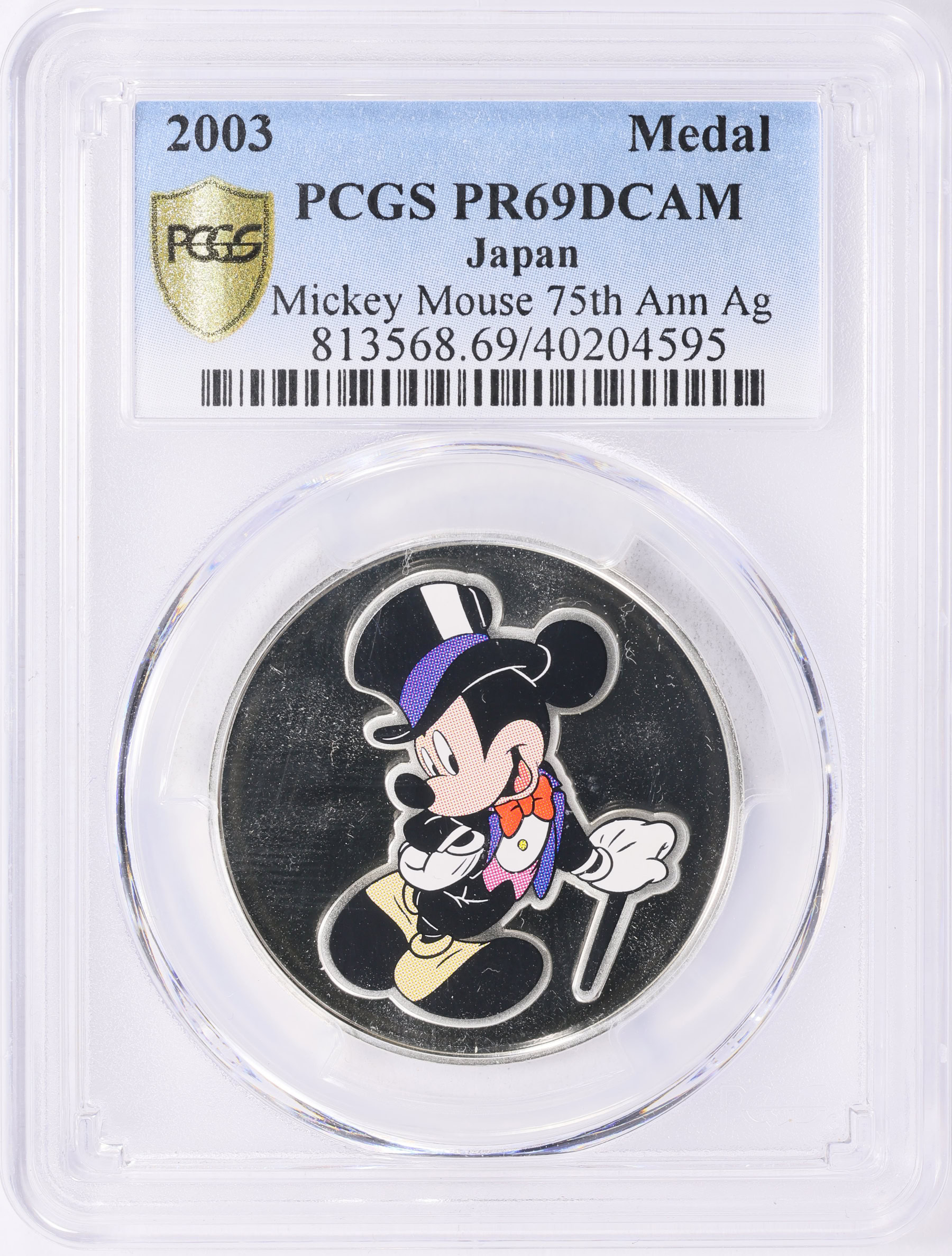 Japan 2003 Colorized Silver Mickey Mouse 75th Anniversary Medal
