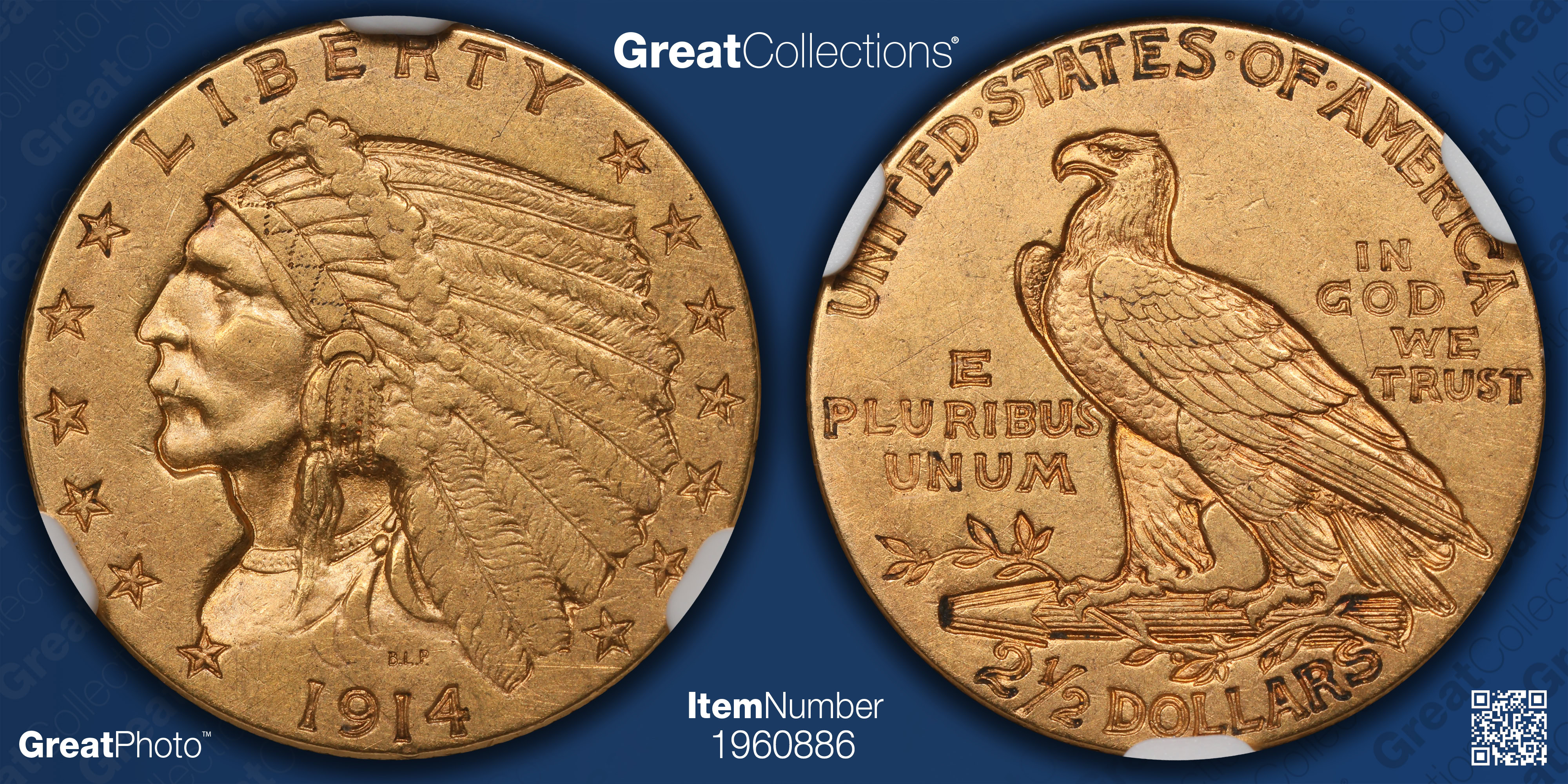 1914 Indian Gold Quarter Eagle NGC AU-55 (Item 1960886