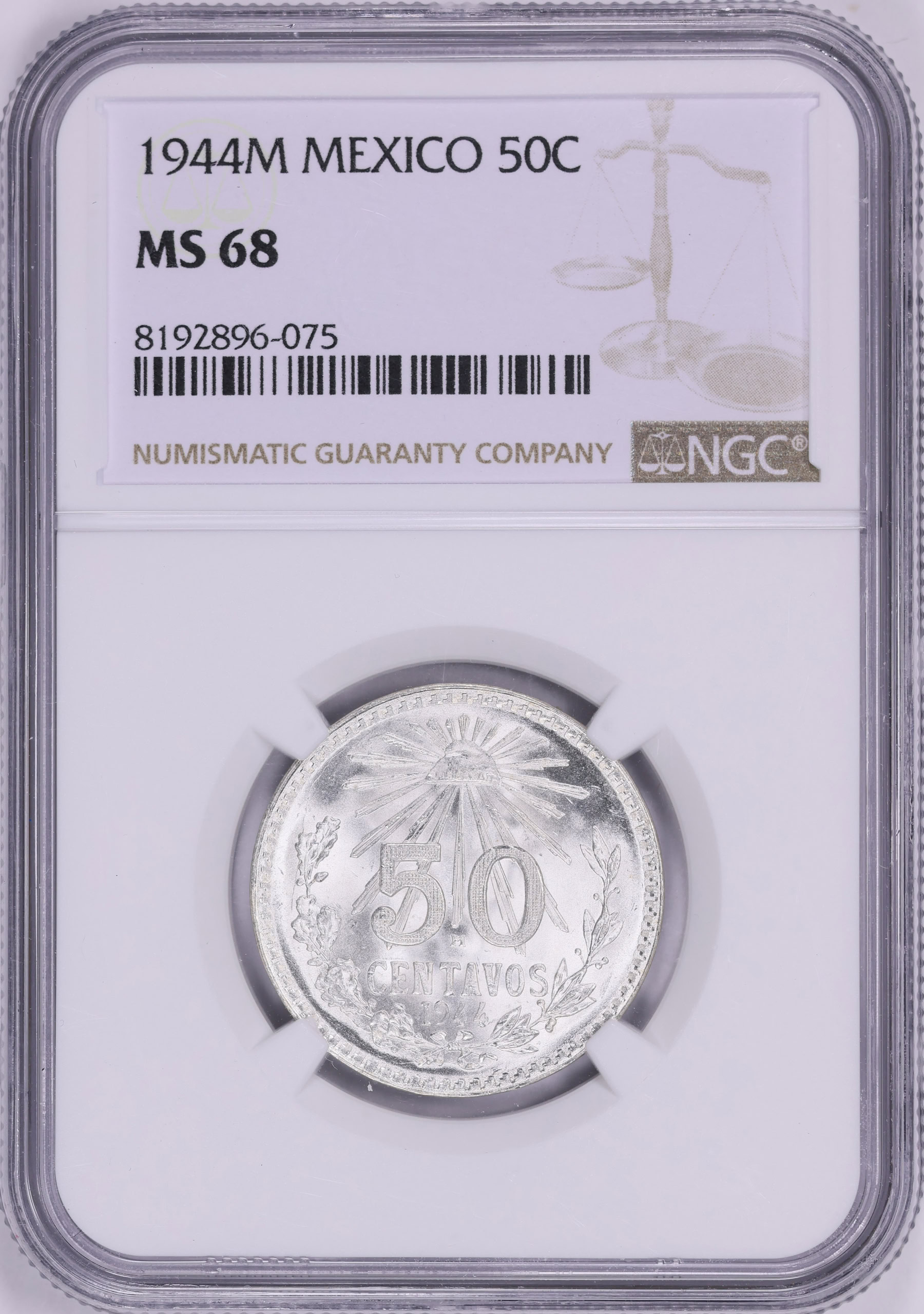 1944年 メキシコ 50セントavos MS 66 NGC認定 1944年 メキシコ 50セントavos MS 66 NGC認定 【公式通販】