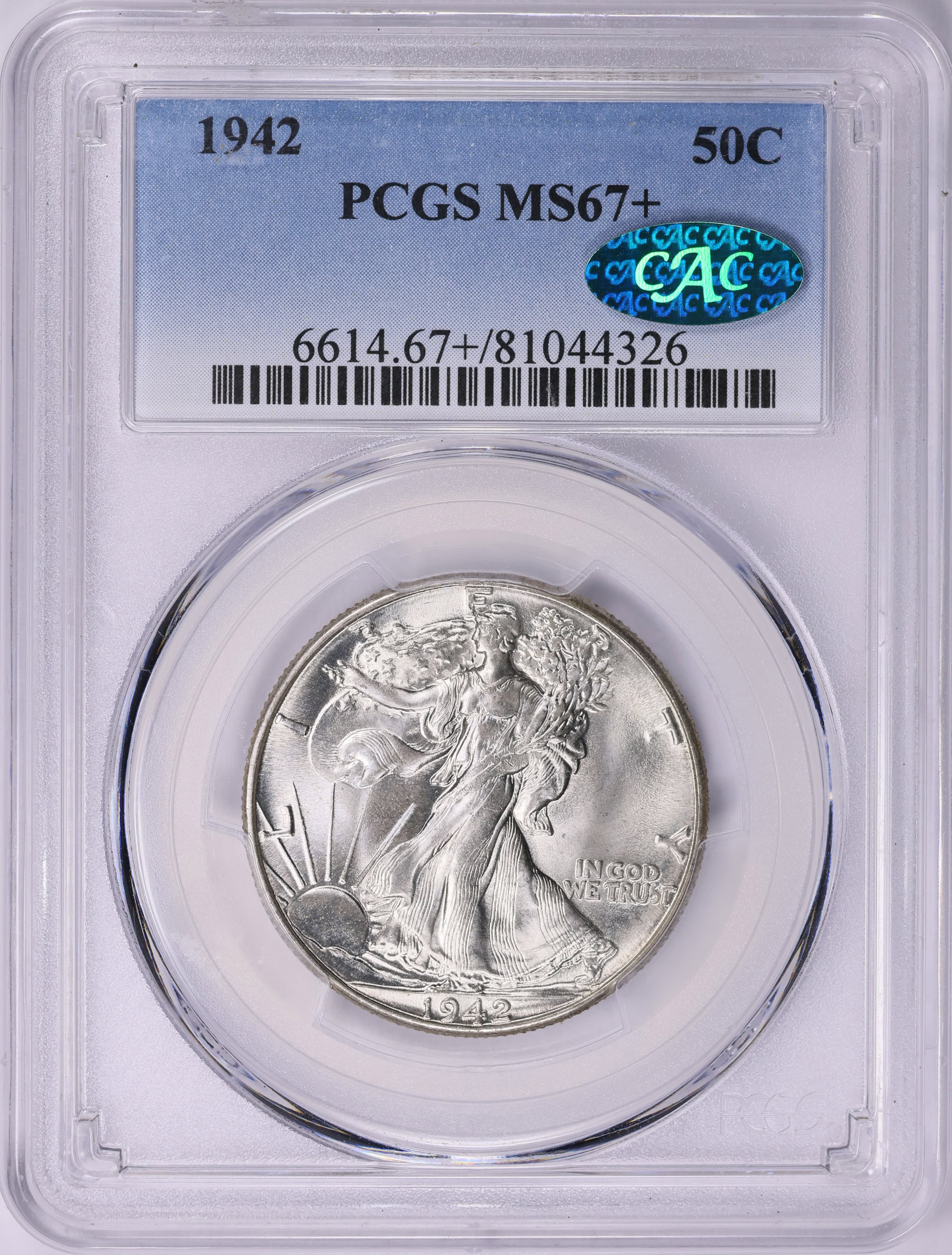1942 Walking Liberty Half Dollar PCGS MS-67+ (CAC Green) (Item 1961604 ...
