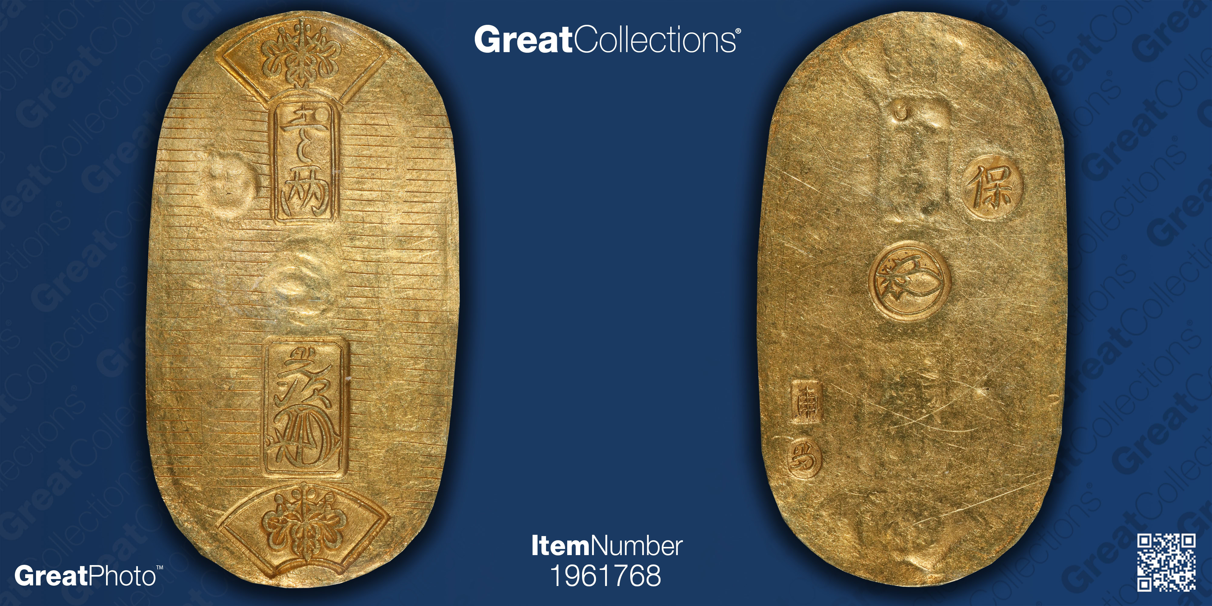 Japanese Gold Ryo Japan Tempo Era (1837-58) Gold Koban (1 Ryo) C-22b PCGS Genuine AU ...