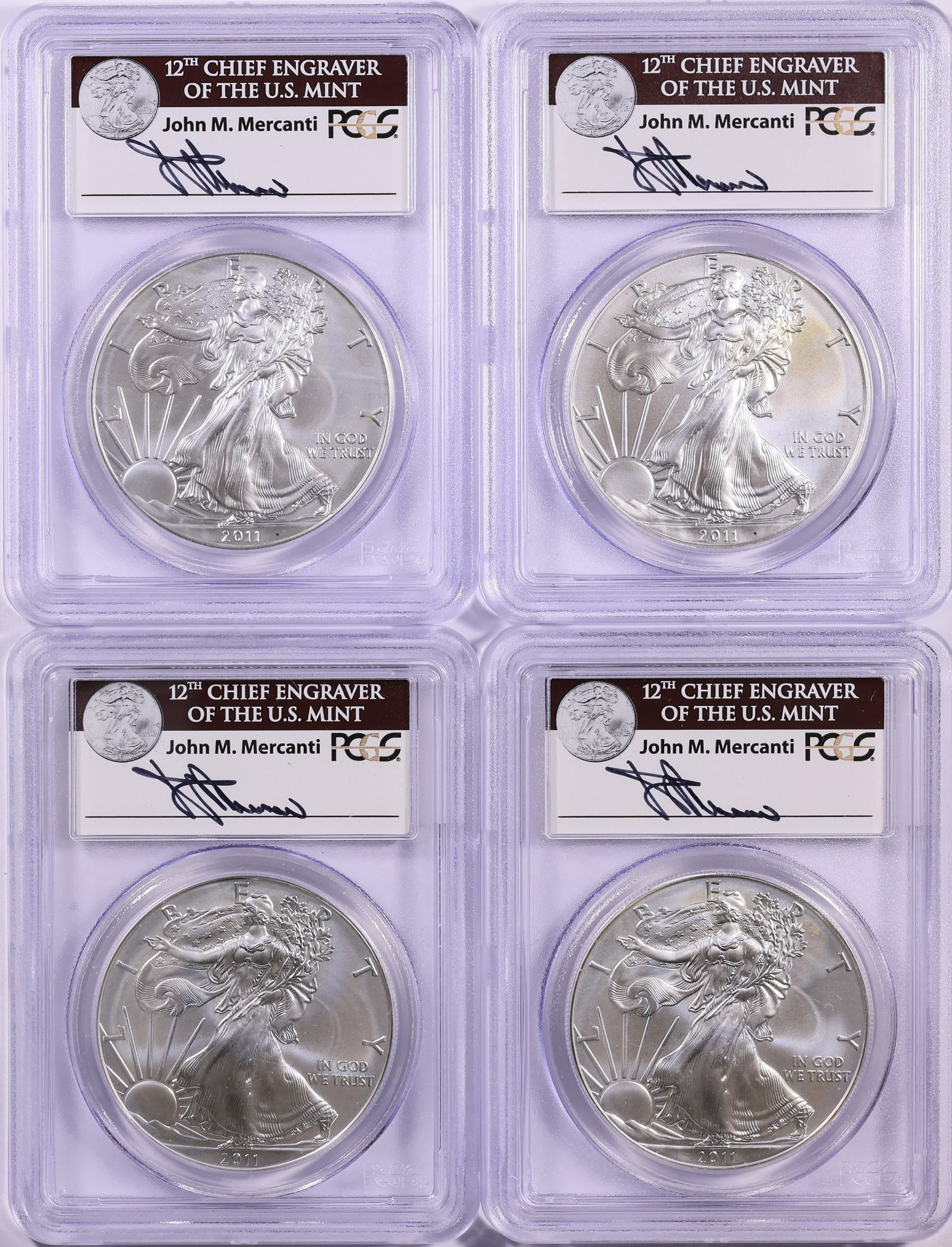 2011-W $1 Silver Eagle PCGS MS-69 (Mercanti Signed Labels) (4