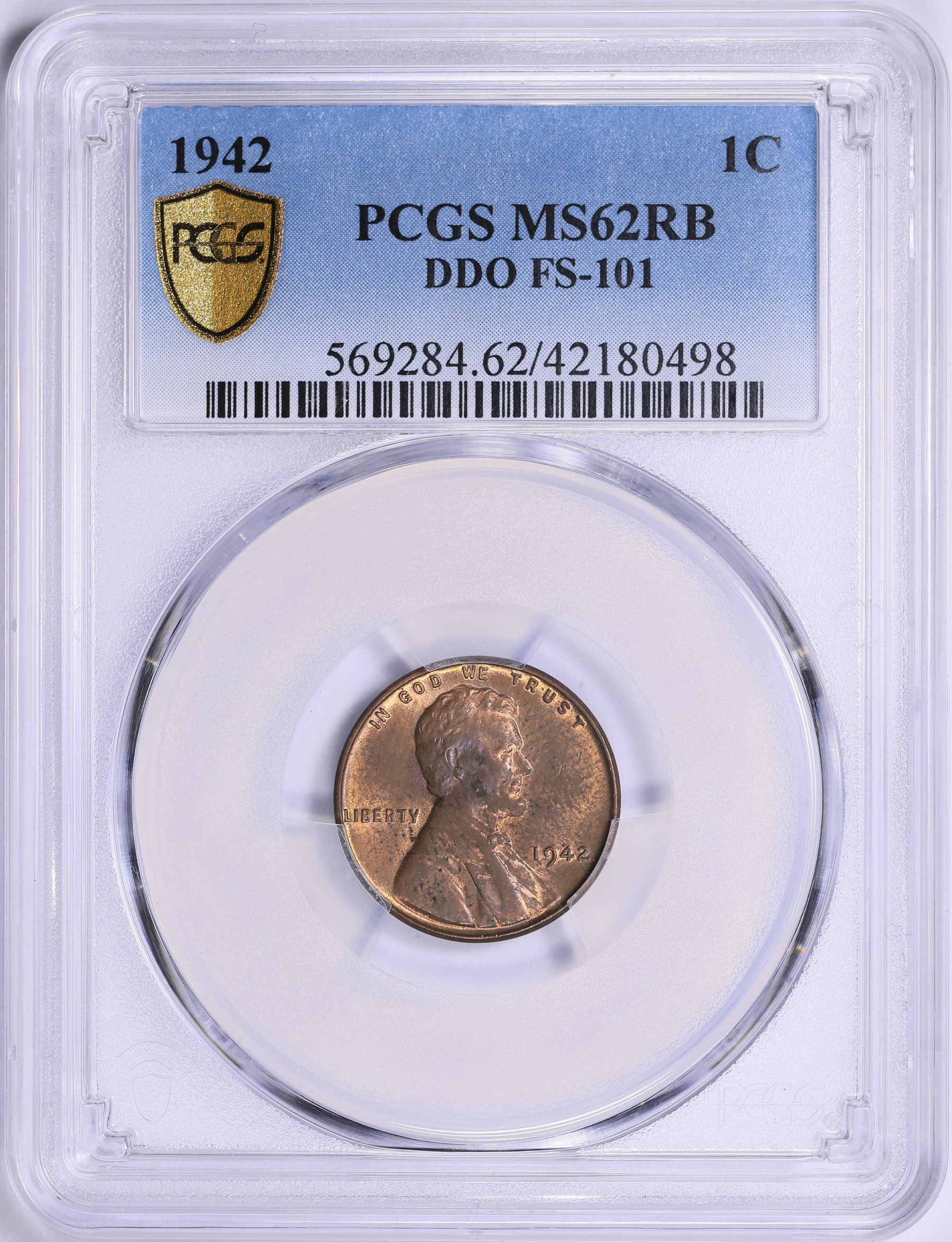 1942 Lincoln Cent Doubled Die Obverse FS-101 PCGS MS-62 RB (Item ...
