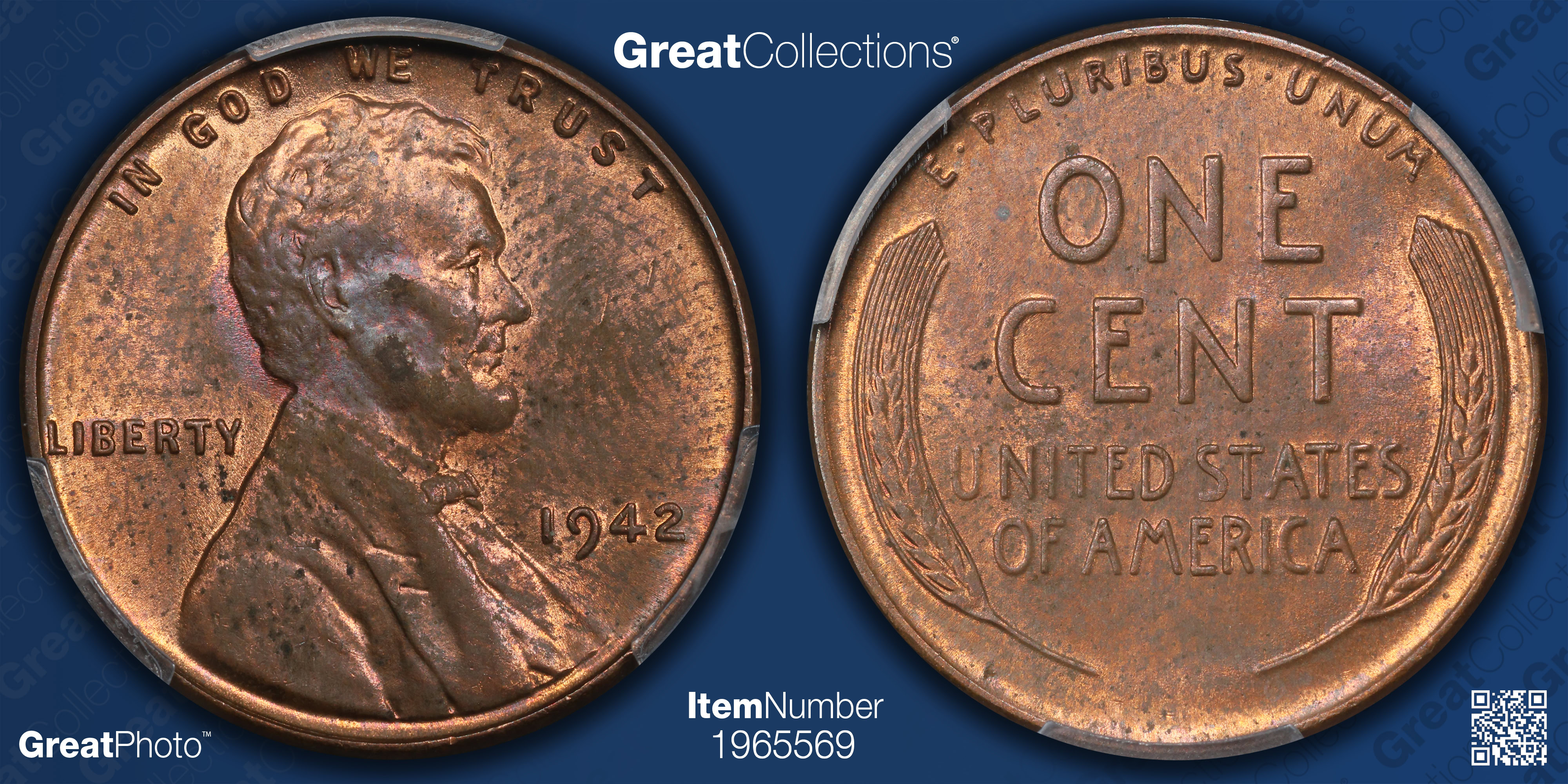 1942 Lincoln Cent Doubled Die Obverse FS-101 PCGS MS-62 RB (Item ...